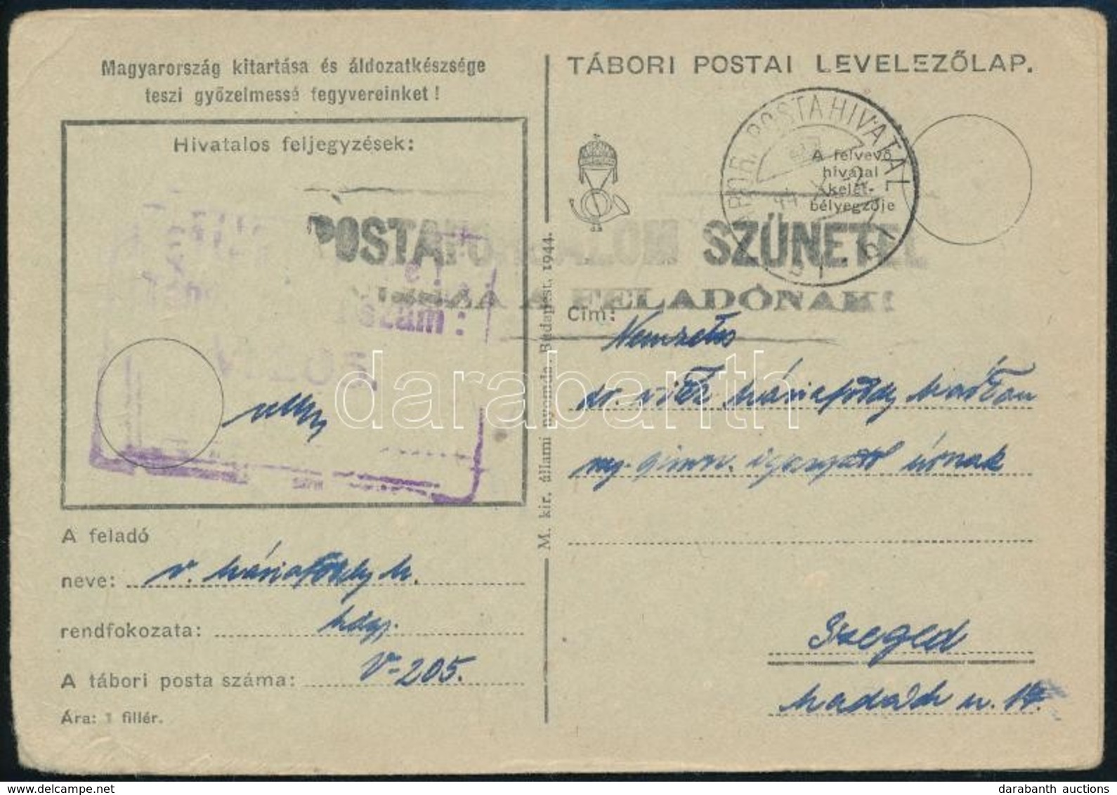 1944 2 Db Tábori Posta Levelezőlap Klf 'Postaforgalom Szünetel, Vissza A Feladónak!' Bélyegzéssel - Sonstige & Ohne Zuordnung