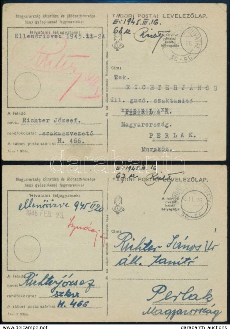 4 Db 1945 Elején Küldött Tábori Levelezőlap - Andere & Zonder Classificatie