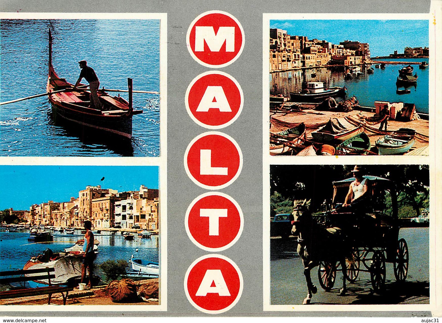 Malte - Malta - Attelage De Chevaux - Bateaux - Multivues - Island Of Sunshine - Semi Moderne Grand Format - état - Malte
