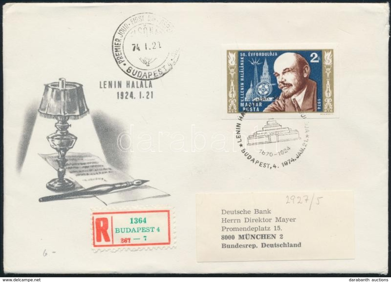 1974 Lenin Vágott Bélyeg Ajánlott FDC-n - Altri & Non Classificati