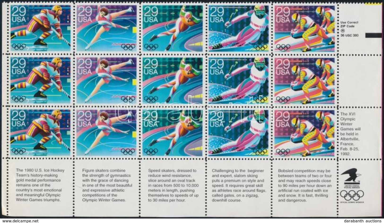 ** 1992 Olimpia ívsarki 15-ös Tömb Mi 2202-2206 - Andere & Zonder Classificatie