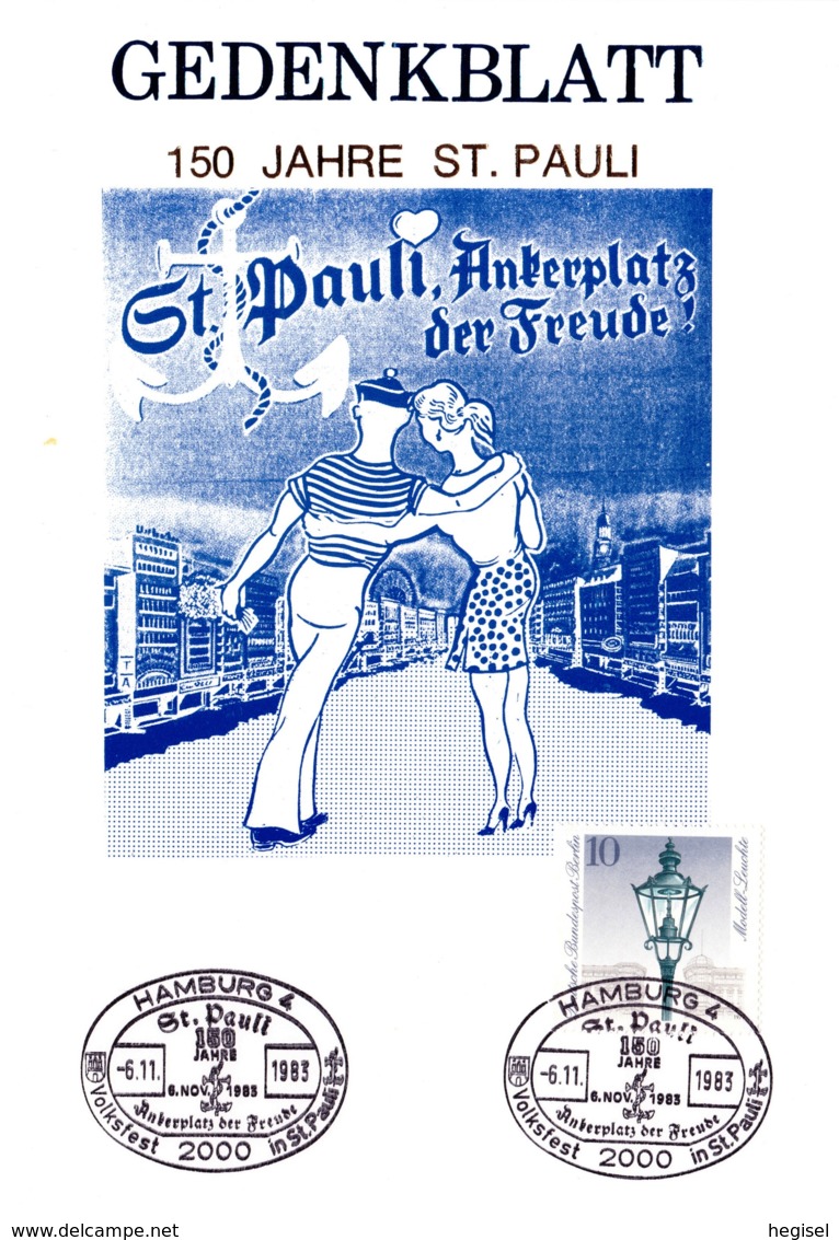 1983, Deutschland, "150 Jahre St. Pauli", Gedenkblatt, SST. Hamburg 4 - Ohne Zuordnung