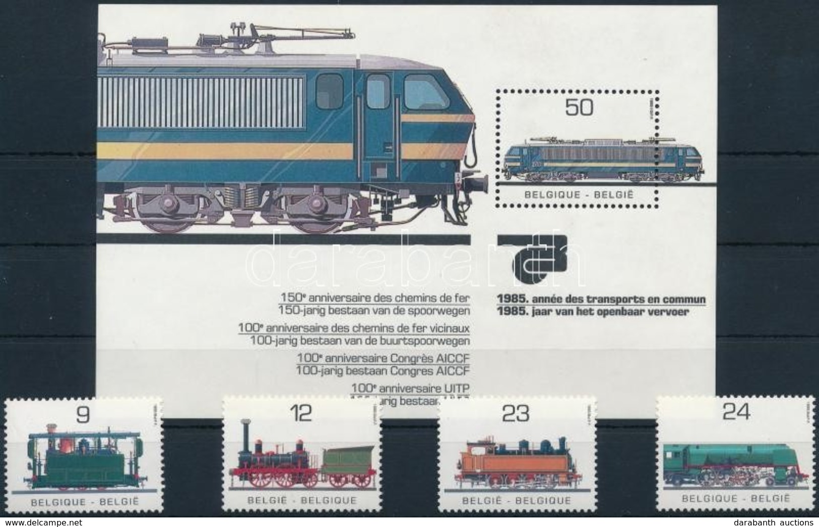 ** 1985  Mozdony Sor Mi 2222-2225 + Blokk Mi 55 - Andere & Zonder Classificatie