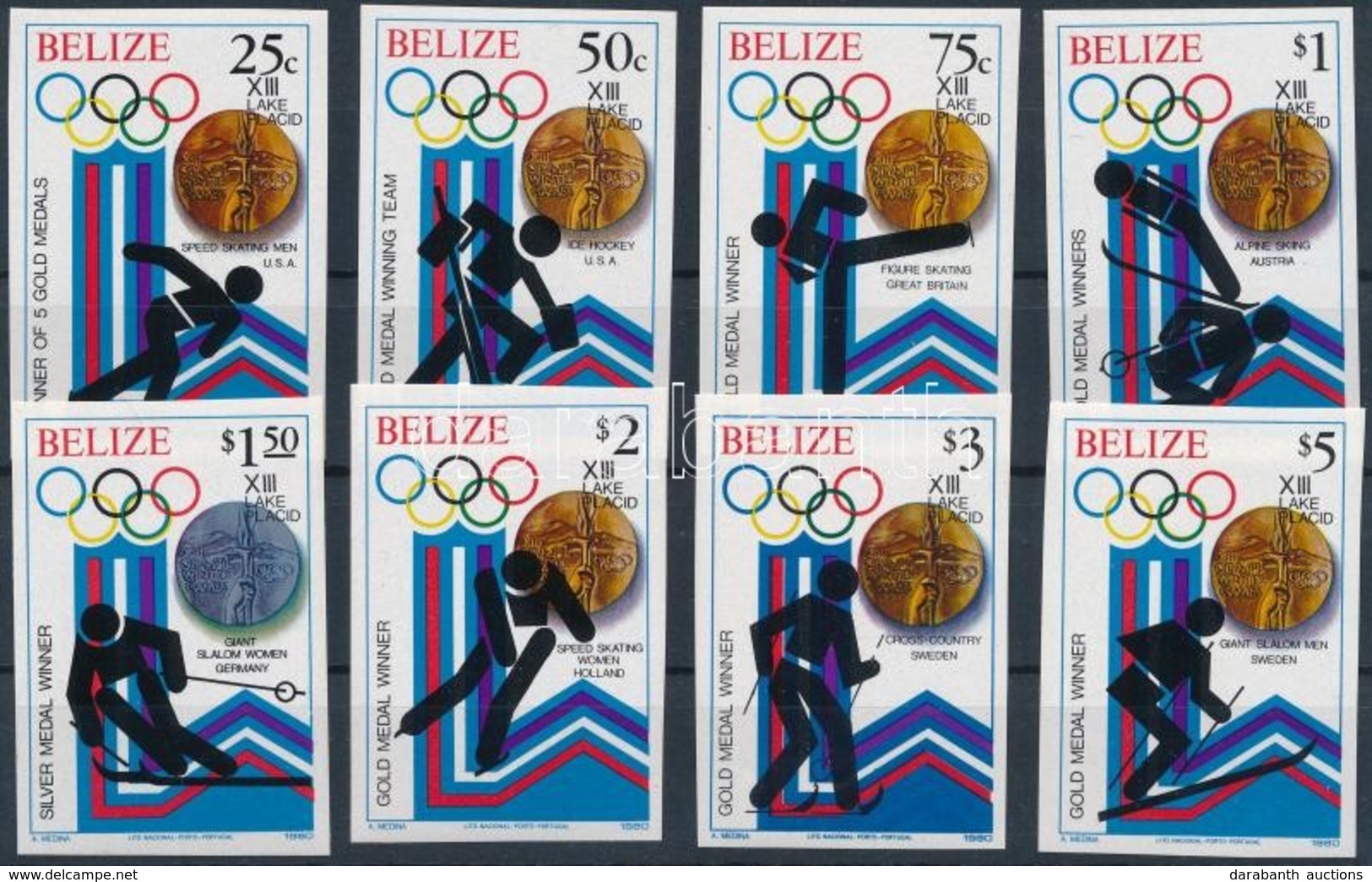 ** 1980 Téli Olimpiai érmesek Vágott Sor Mi 501-508 B - Andere & Zonder Classificatie