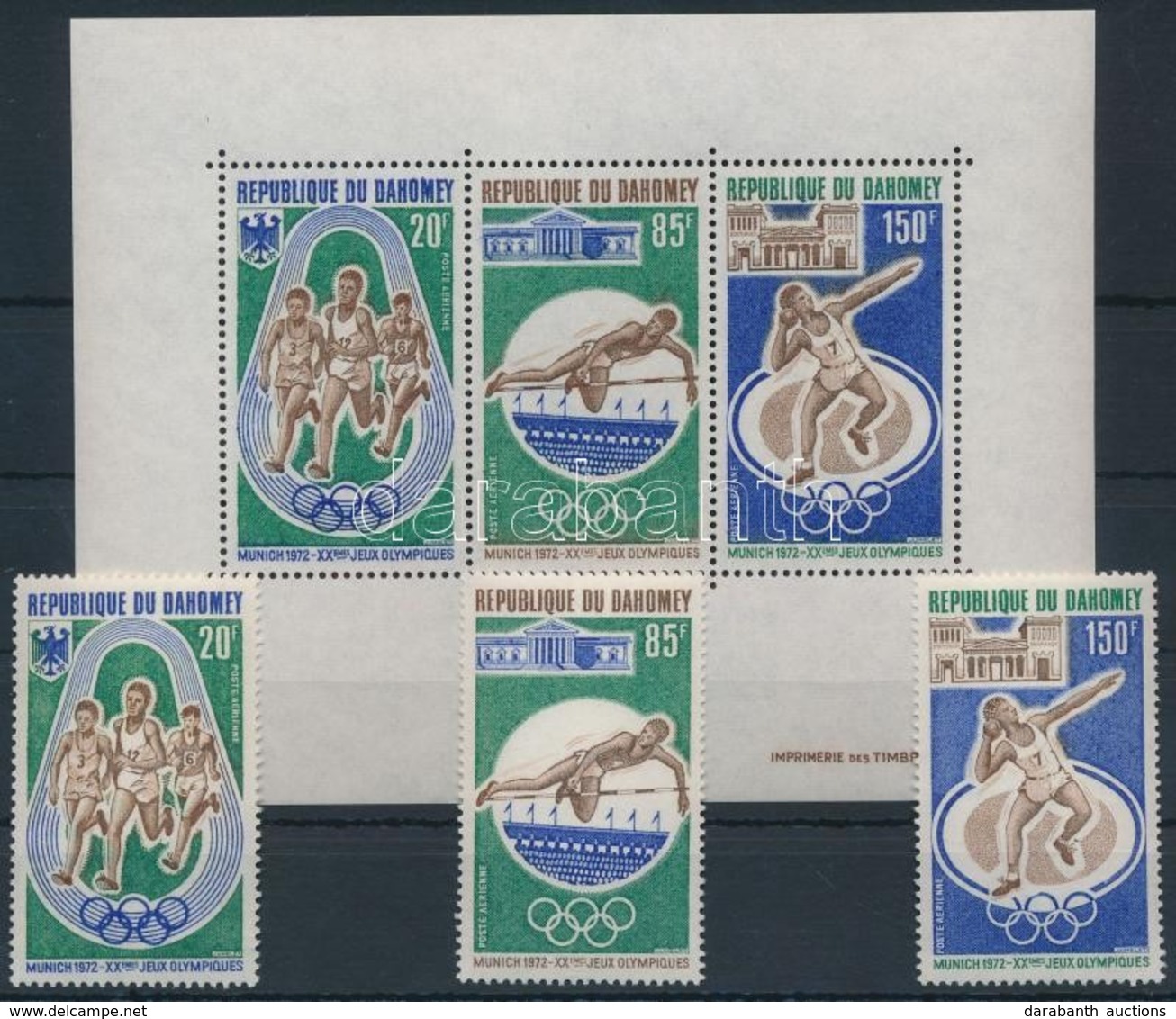 ** 1972 Nyári Olimpia Sor Mi 484-486 + Blokk 19 - Andere & Zonder Classificatie