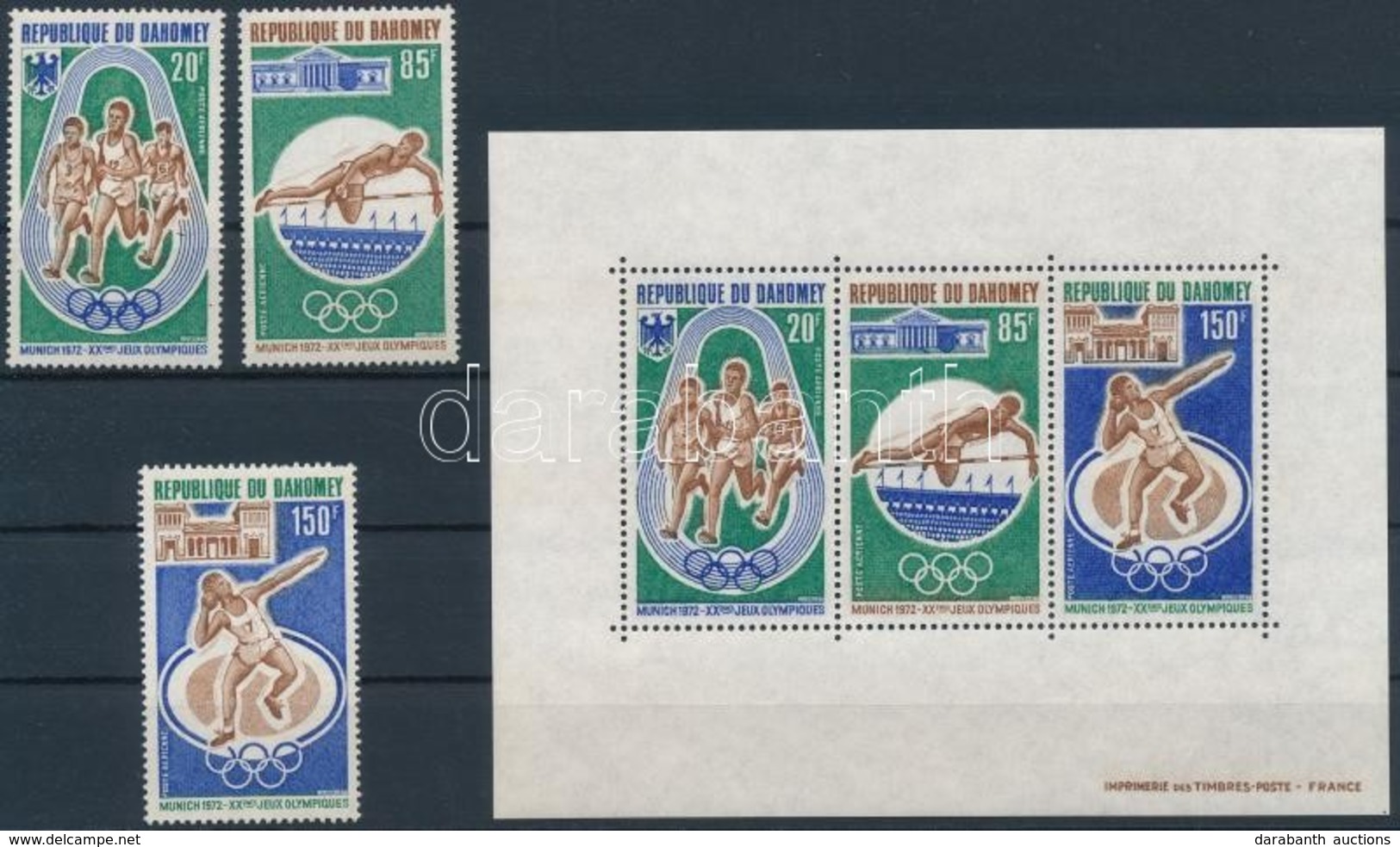 ** 1972 Nyári Olimpia, München Sor Mi 484-486 + Blokk 19 - Andere & Zonder Classificatie