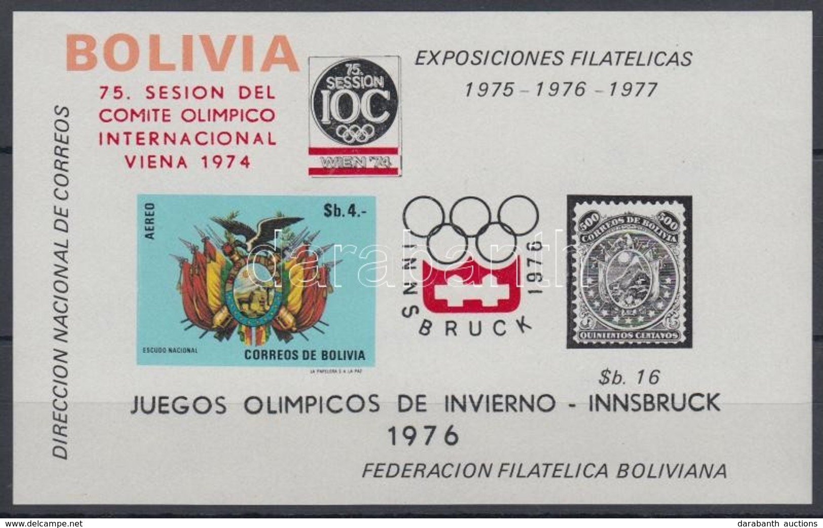 ** 1974 Konferenciák és Rendezvények: Olimpia Blokk Felülnyomással Mi 47 - Andere & Zonder Classificatie