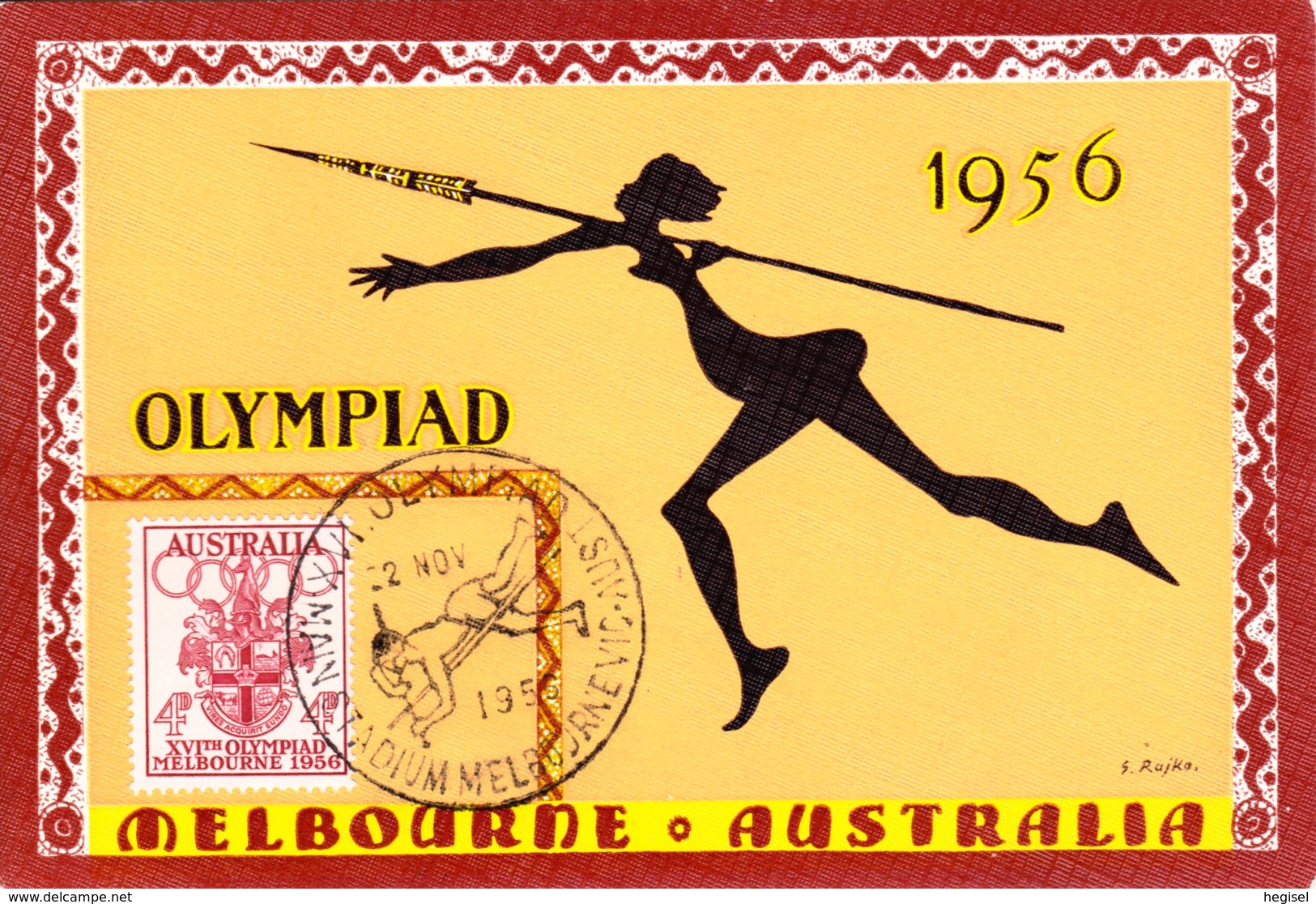 1956, Australien, "XVI. Olympiade", SST. Main Stadium, Karte - Sommer 1956: Melbourne