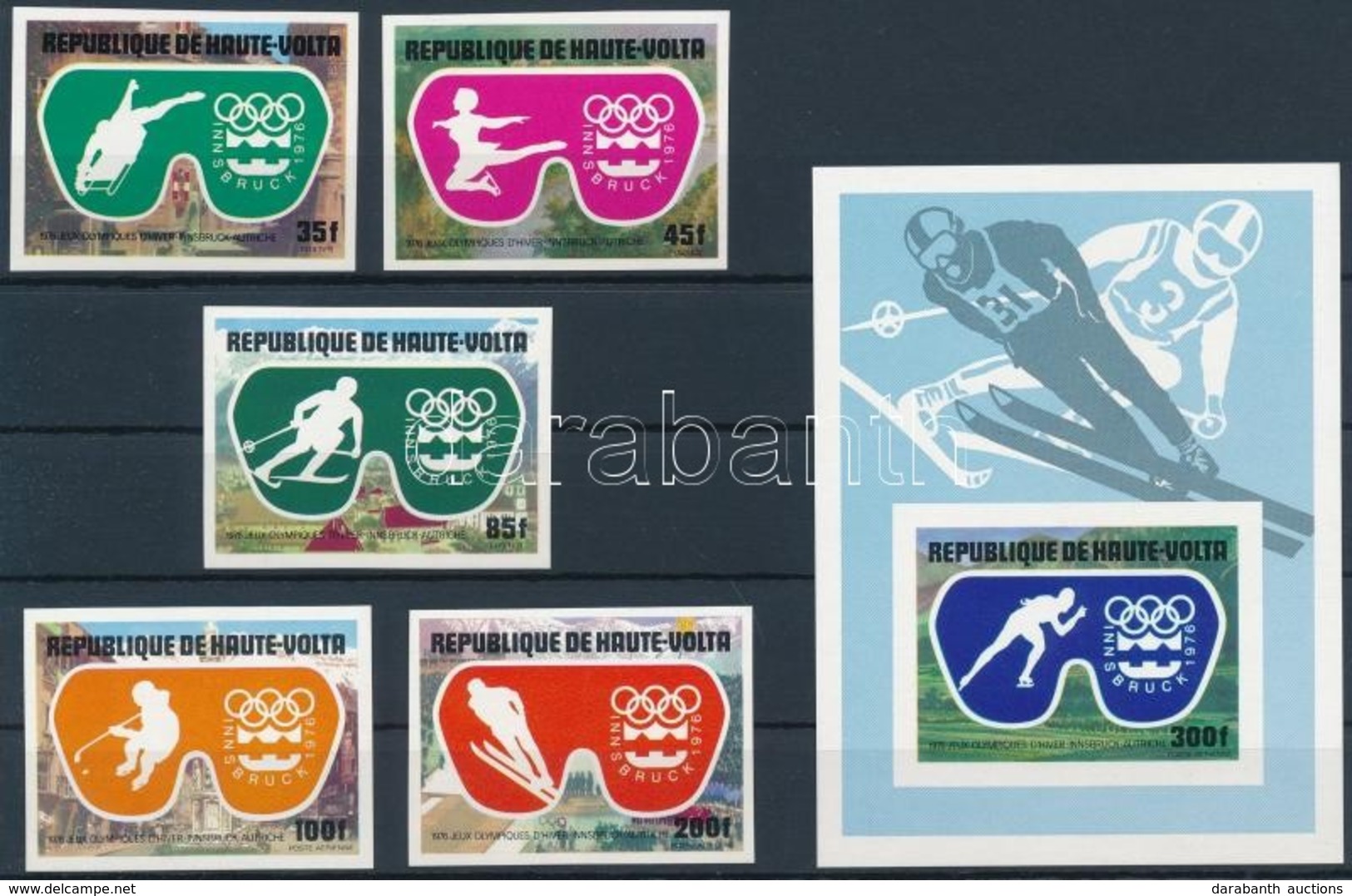 ** 1975 Téli Olimpia, Innsbruck Vágott Sor Mi 603-607 + Vágott Blokk 39 - Andere & Zonder Classificatie