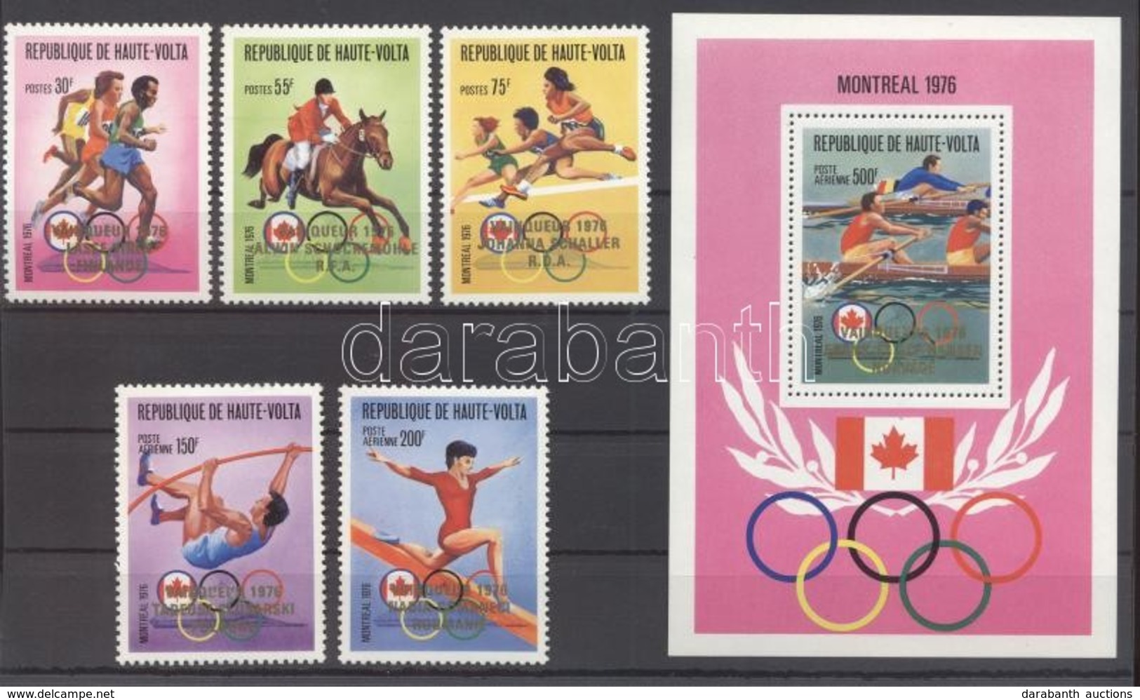 ** 1977 Olimpiai éremgyőztesek Sor Felülnyomással Mi 653-657 + Blokk Mi 45 - Andere & Zonder Classificatie