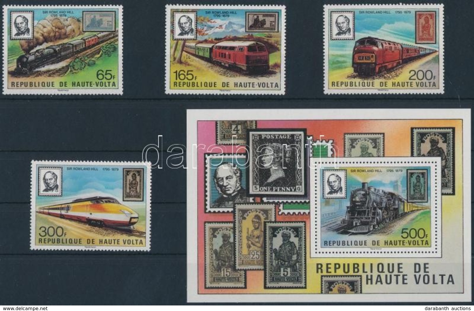 ** 1979 Rowland Hill; Vonat Sor Mi 755-758 + Blokk Mi 53 - Andere & Zonder Classificatie