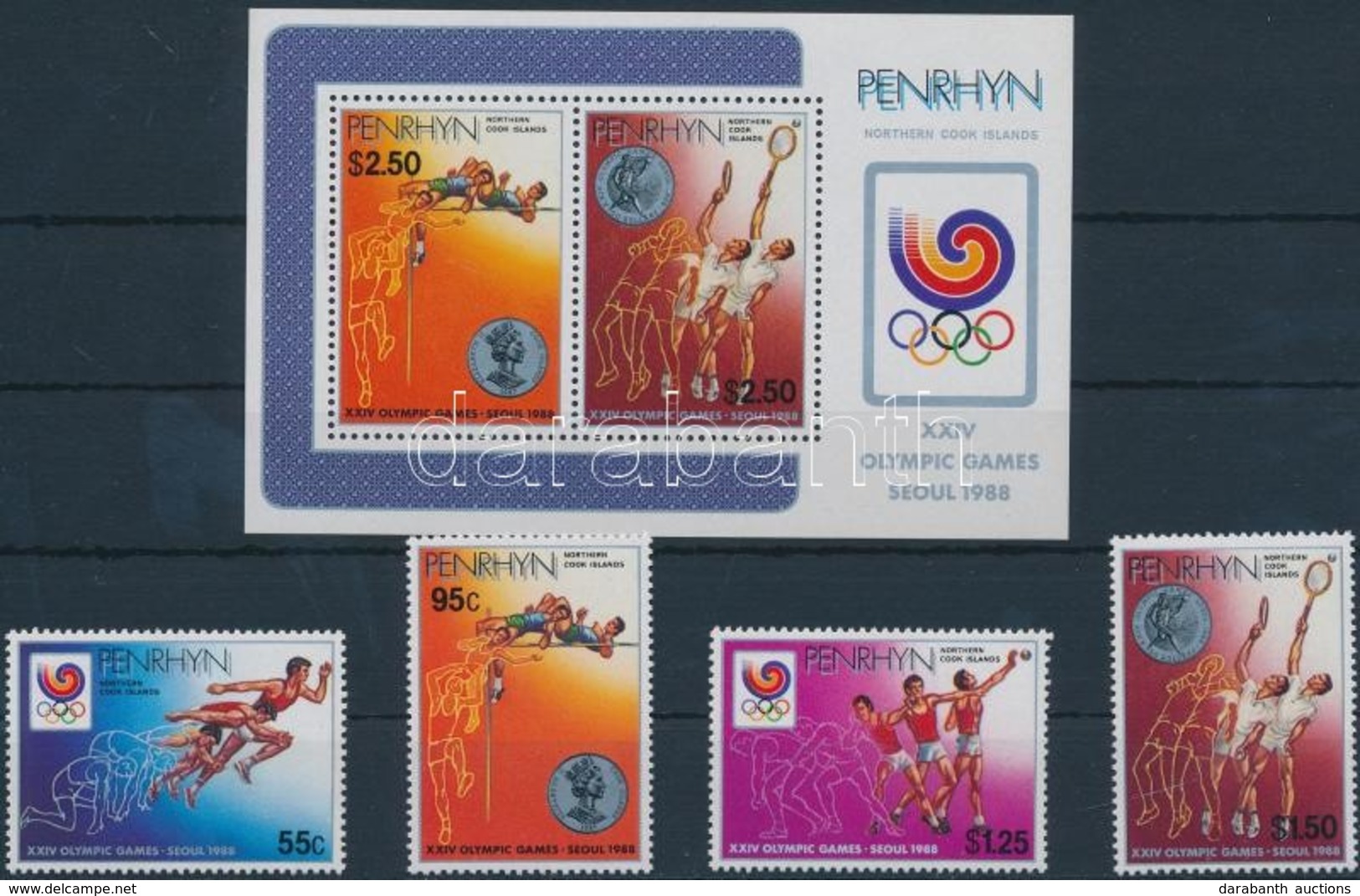 ** 1988 Nyári Olimpia, Szöul Sor Mi 483-486 + Blokk 80 - Andere & Zonder Classificatie