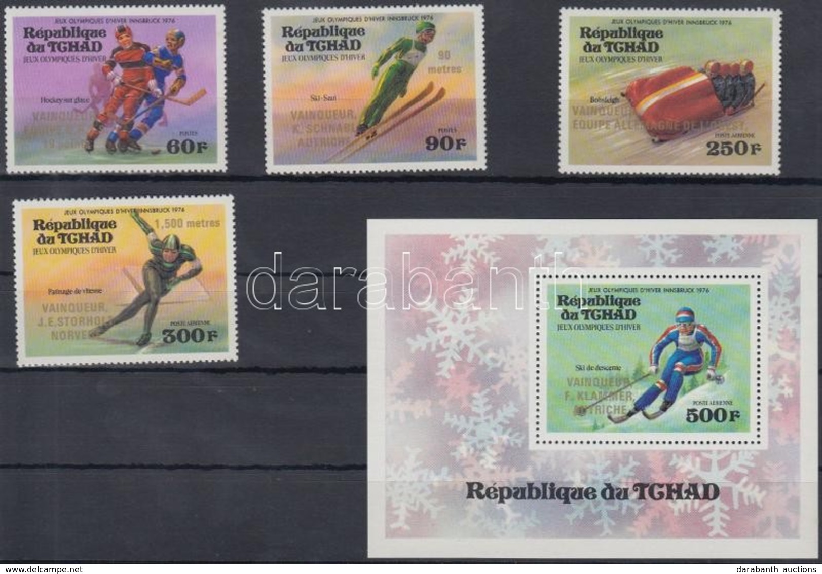 ** 1976 Olimpiai érmesek Sor Arany Felülnyomással Mi 731-734 + Blokk 63 - Andere & Zonder Classificatie