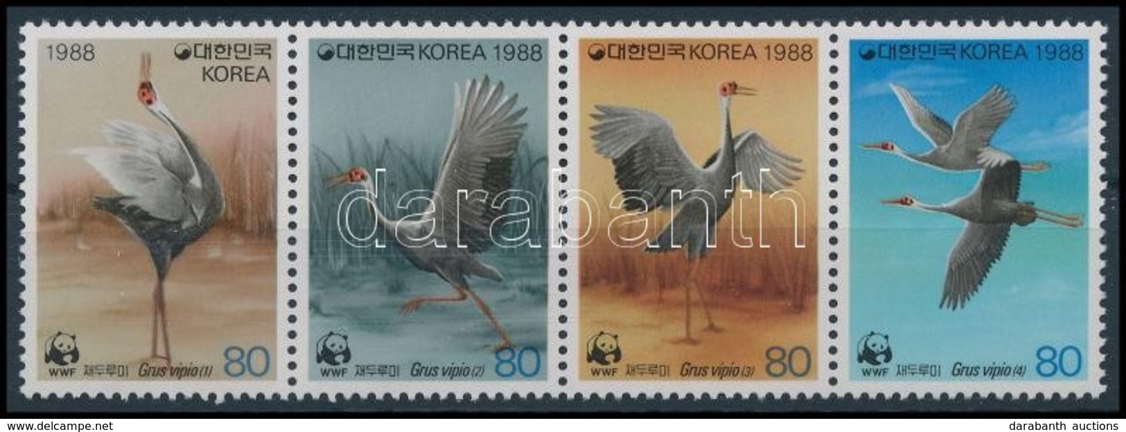 ** 1988 WWF Daru Négyescsík,
WWF Crane Stripe Of 4
Mi 1553-1556 - Andere & Zonder Classificatie