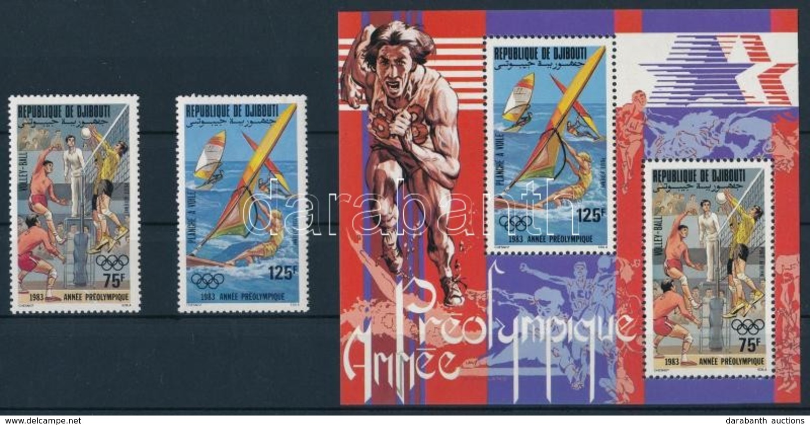 ** 1983 Nyári Olimpia: Los Angeles Sor Mi 361-362 + Blokk Mi 75 A - Altri & Non Classificati