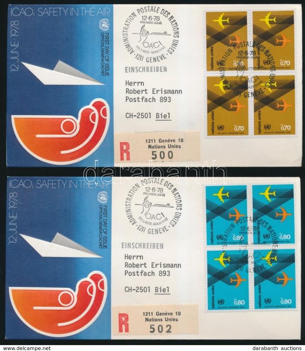 1978 Civil Légi Közlekedés Sor Négyestömbökben 2 FDC-n Mi 76-77 - Andere & Zonder Classificatie