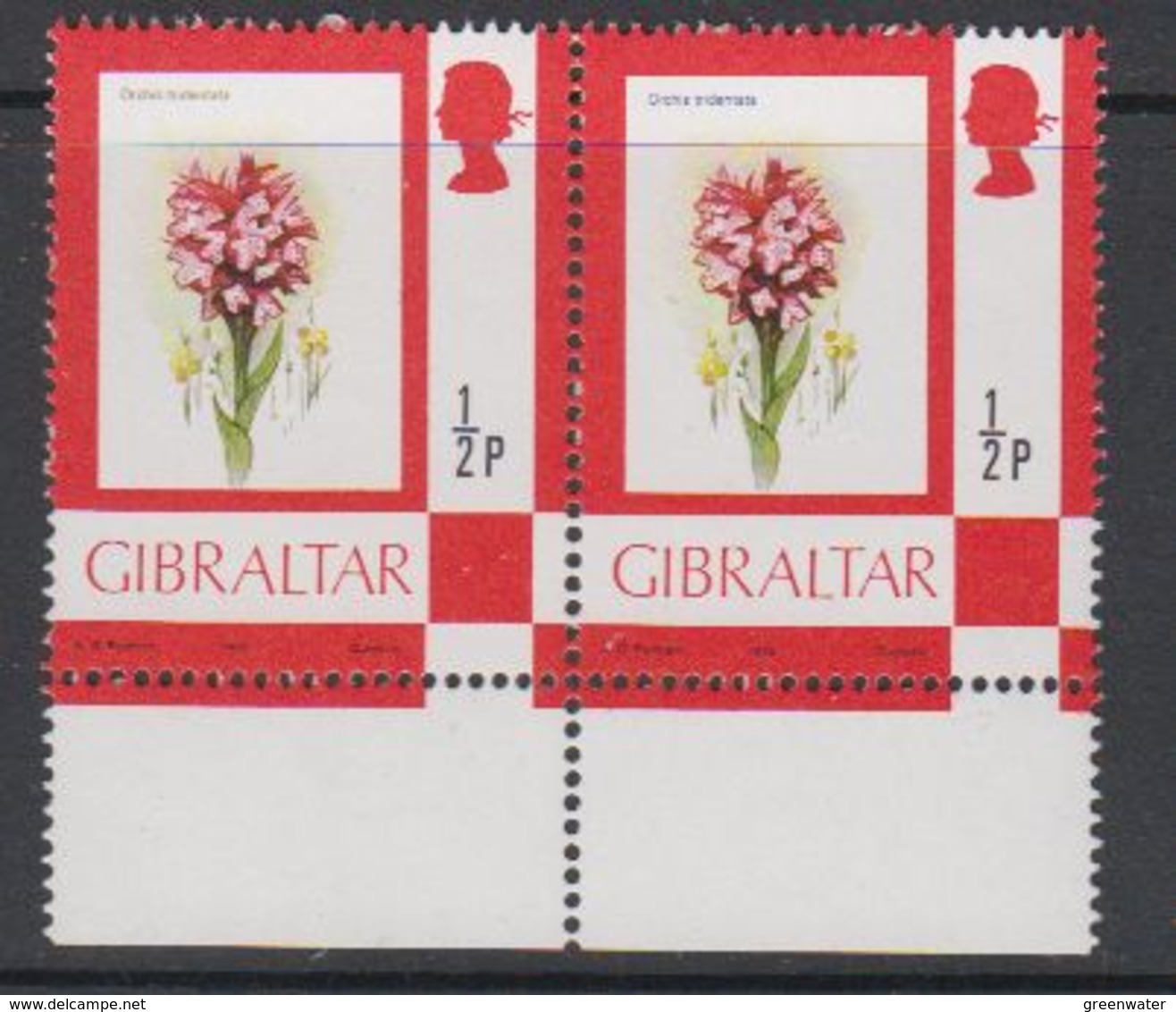 Gibraltar 1982 Definitive / Flower 1/2P (pair) ** Mnh (42901Q) - Gibraltar