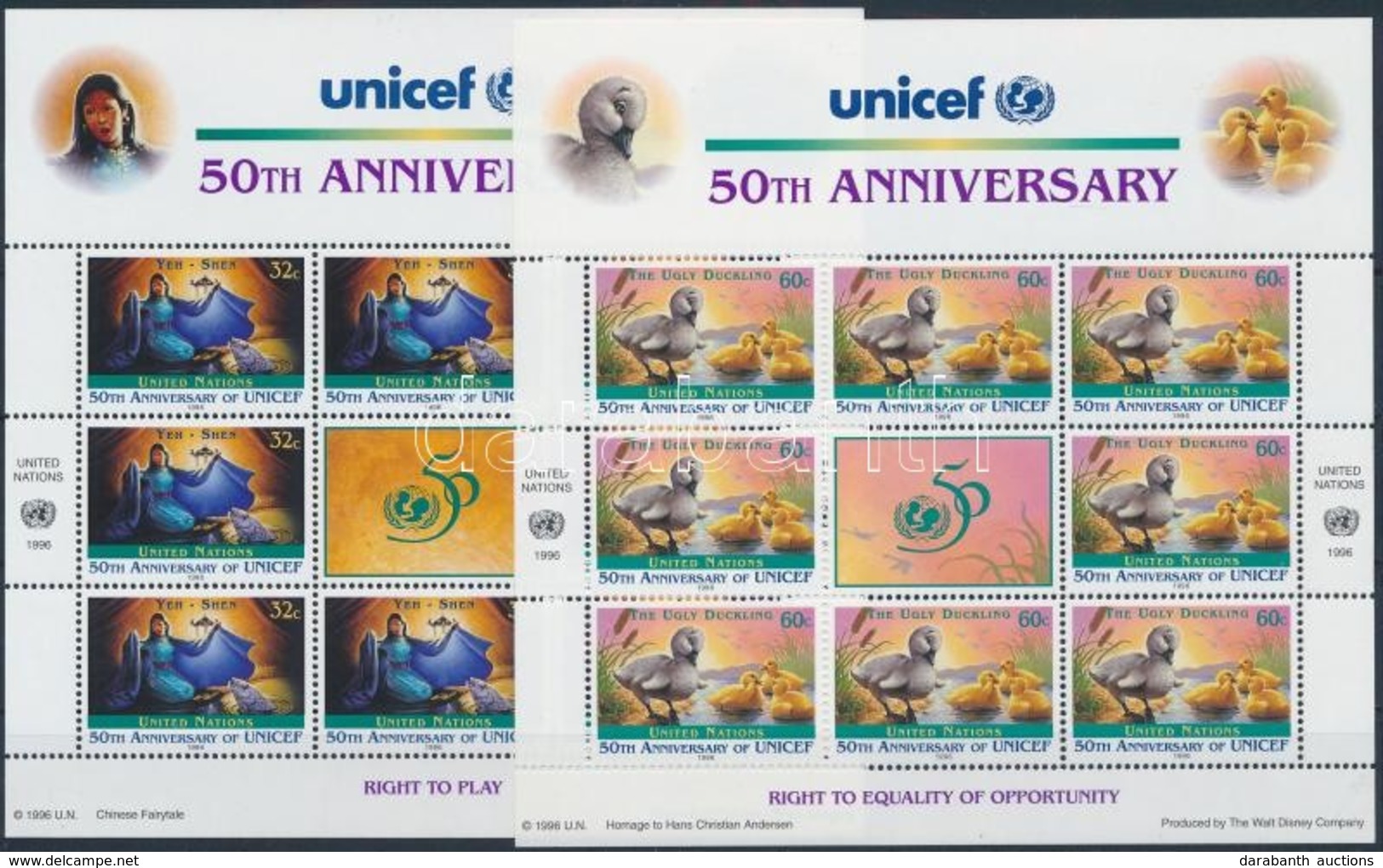 ** 1996 UNICEF Kisívsor,
UNICEF Minisheet Set
Mi 720-721 - Andere & Zonder Classificatie