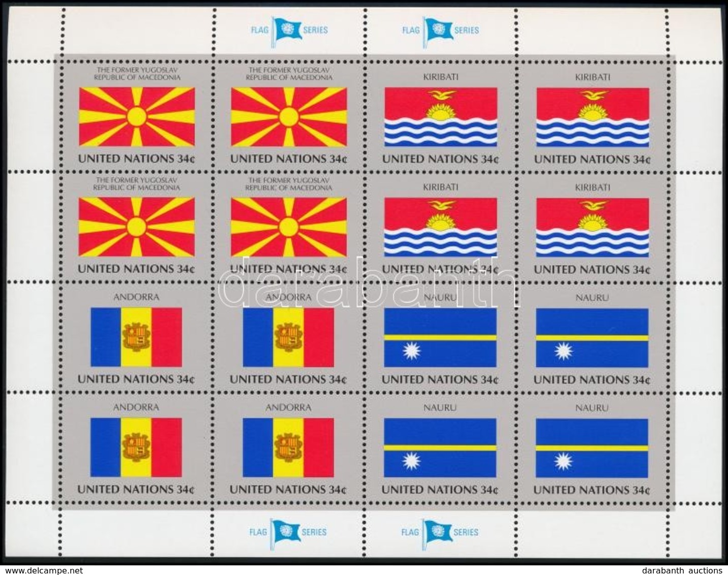 ** 2001 Zászló Kisívsor,
Flag Minisheet Set
Mi 862-869 - Altri & Non Classificati