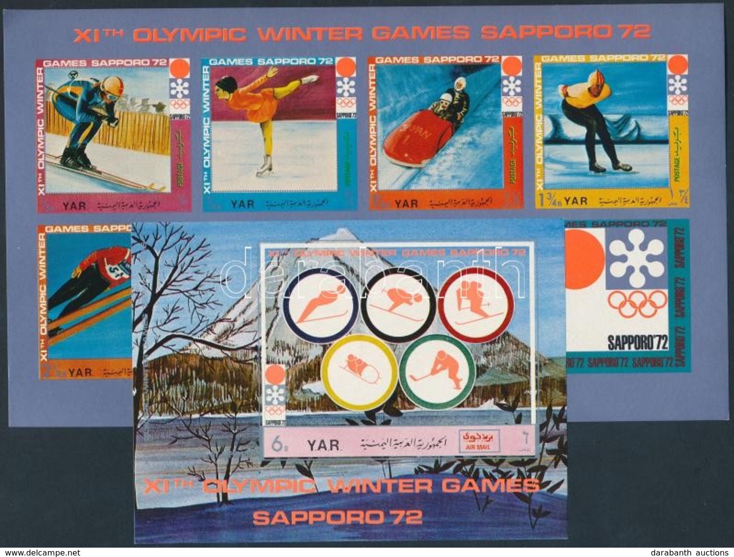 ** 1971 Téli Olimpia, Sapporo (IX.) Kisív Mi 1448-1454 + Blokk 173 - Other & Unclassified