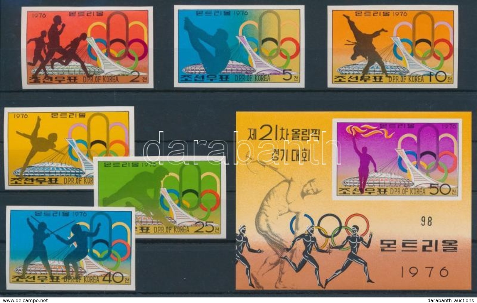 ** 1976 Montreali Nyári Olimpia Vágott Sor Mi 1508-1513 + Vágott Blokk Mi 26 - Andere & Zonder Classificatie