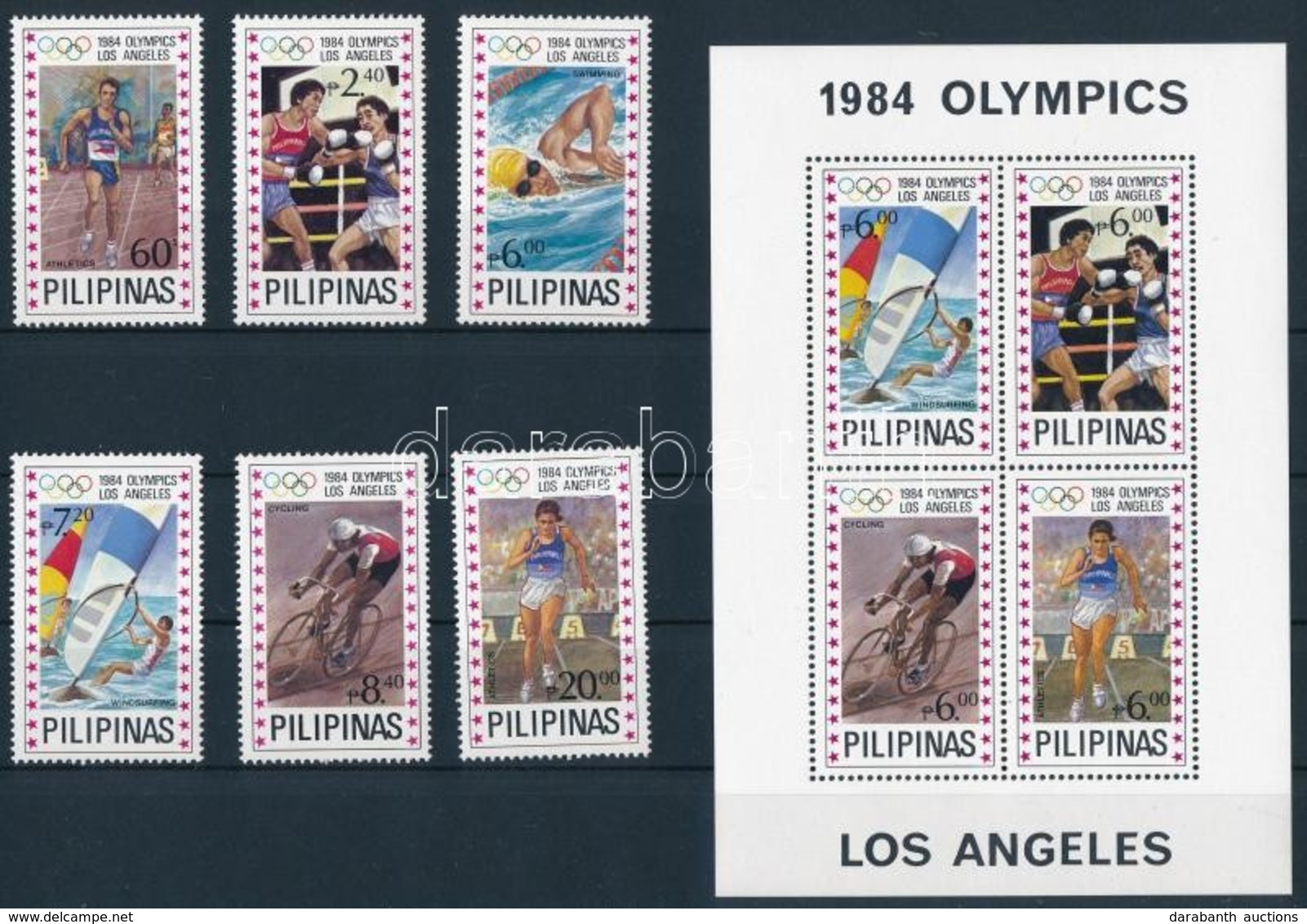 ** 1984 Nyári Olimpia: Los Angeles Sor Mi 1594-1599 + Blokk Mi 24 - Andere & Zonder Classificatie