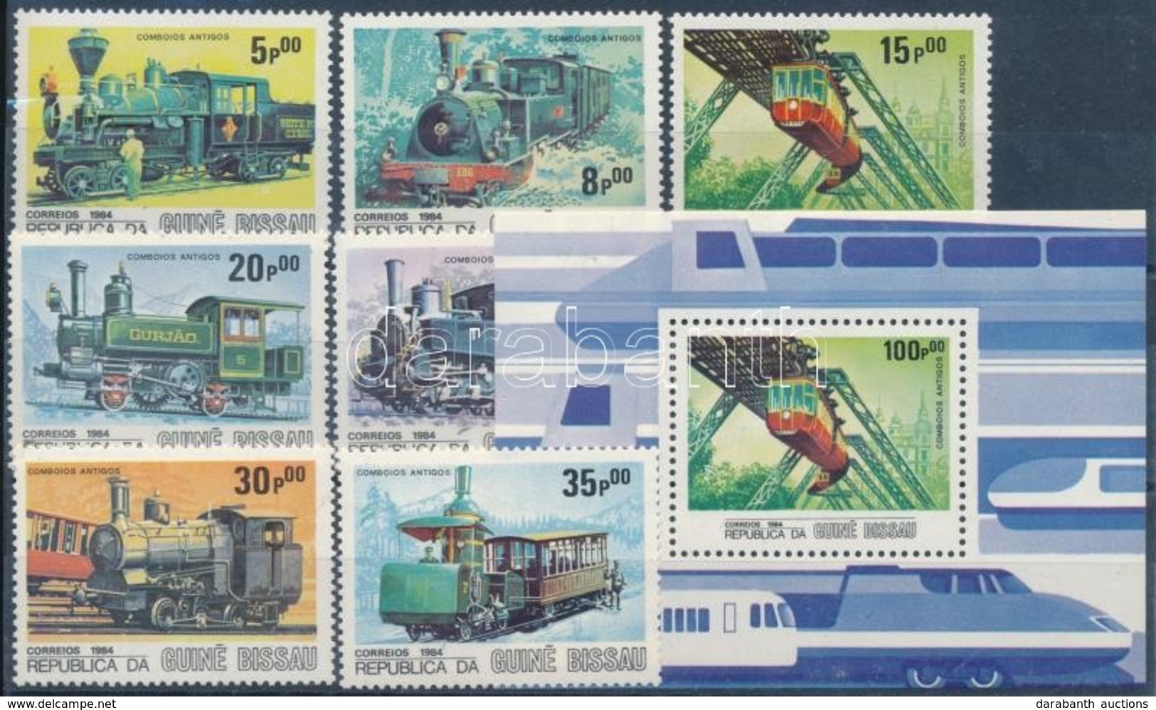 ** 1984 Vasút Sor Mi 826-832 + Blokk Mi 262 - Andere & Zonder Classificatie