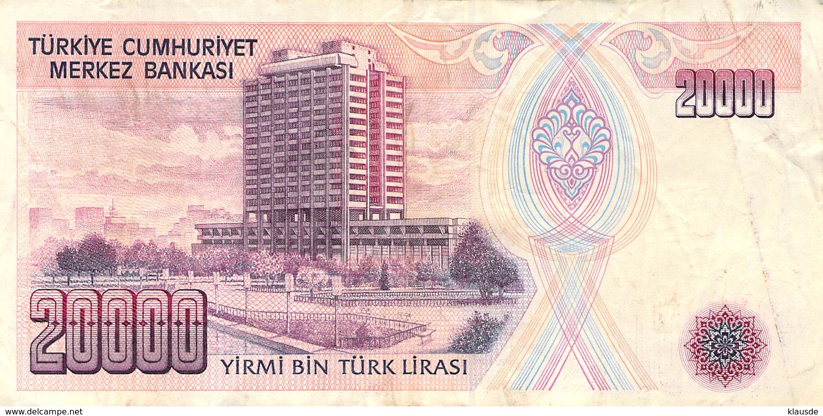 20000 Türk Lira Banknote Türkei VF/F (III) 1970 - Türkei