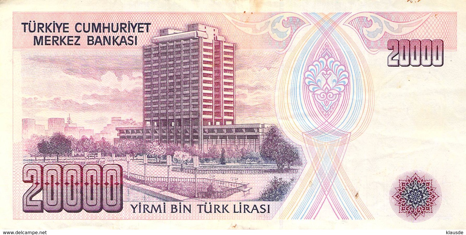20000 Türk Lira Banknote Türkei VF/F (III) 1970 - Türkei