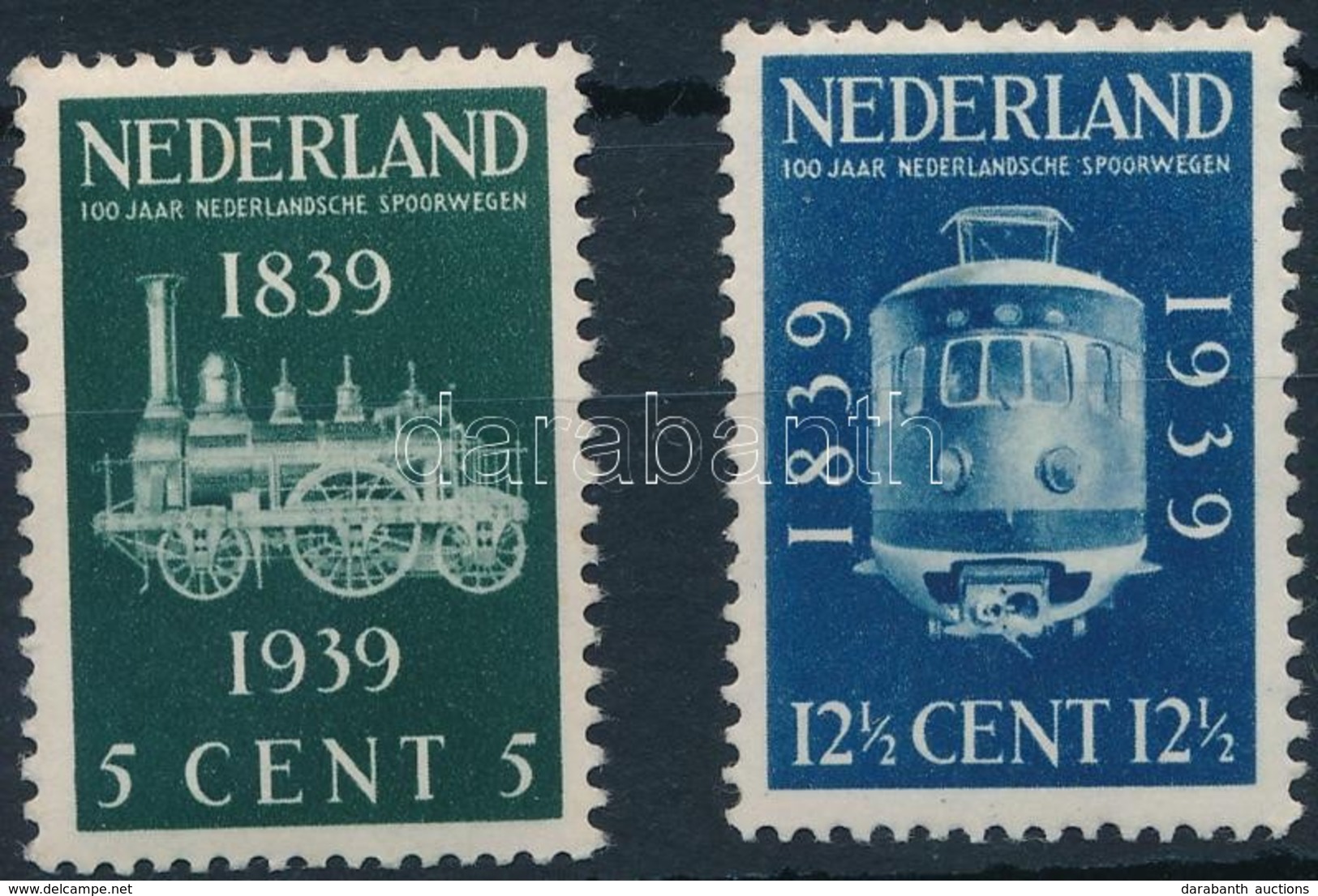 ** 1939 100 éves A Holland Vasút Sor Mi 334-335 - Andere & Zonder Classificatie