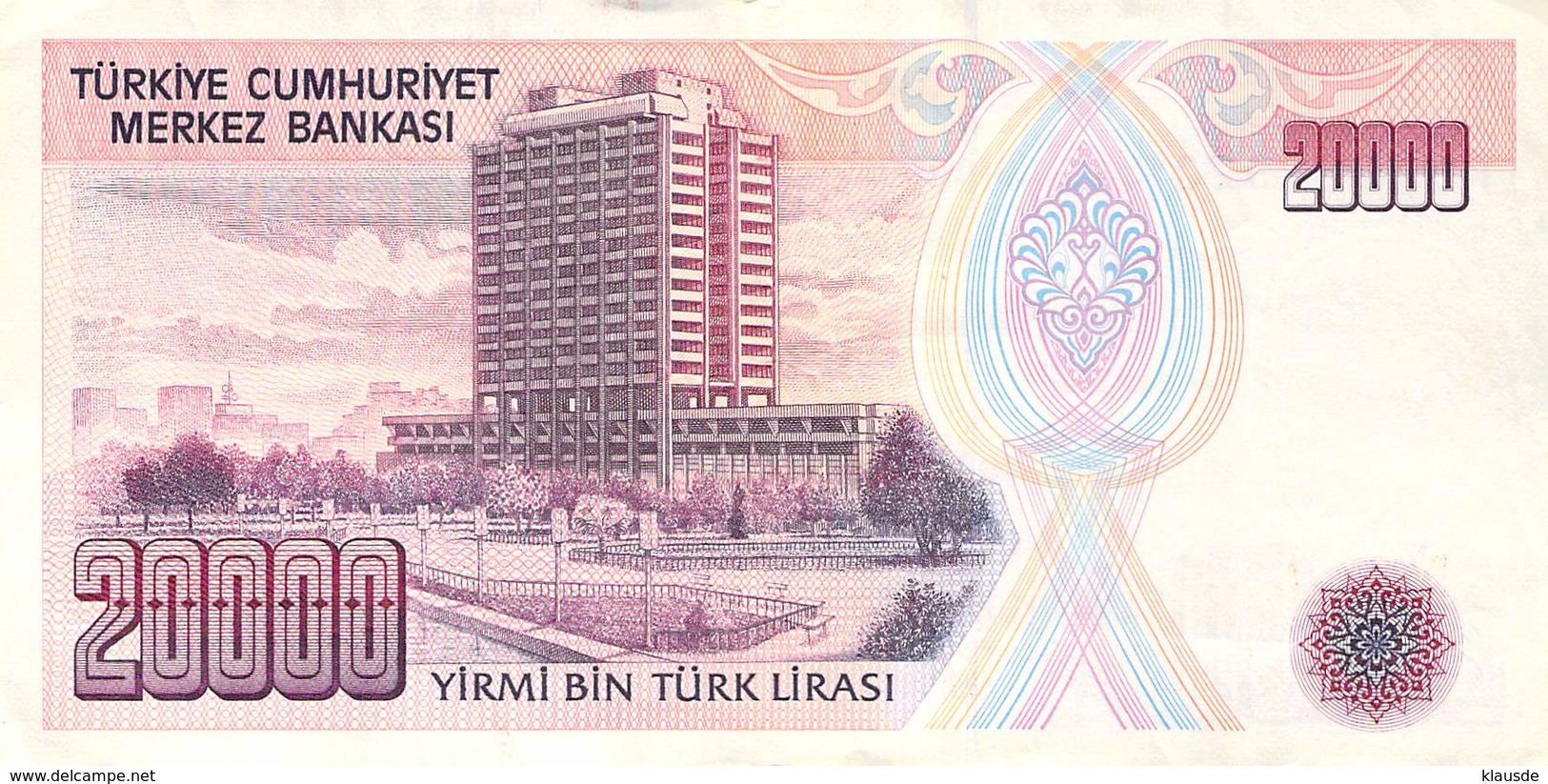 20000 Türk Lira Banknote Türkei VF/F (III) 1970 - Türkei