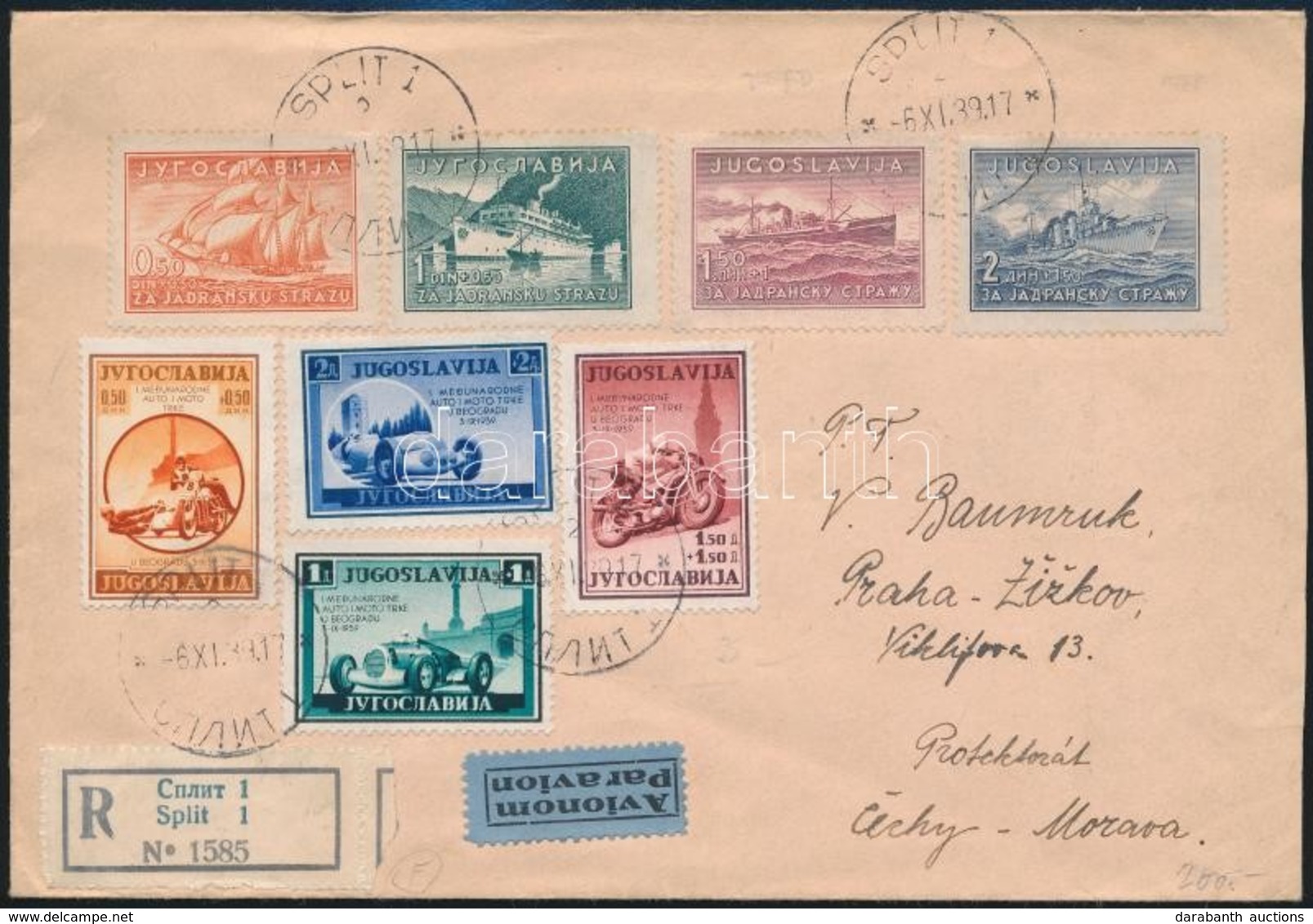 1939 Ajánlott Légi Levél Prágába/ Registered Airmail Cover To Prague - Andere & Zonder Classificatie