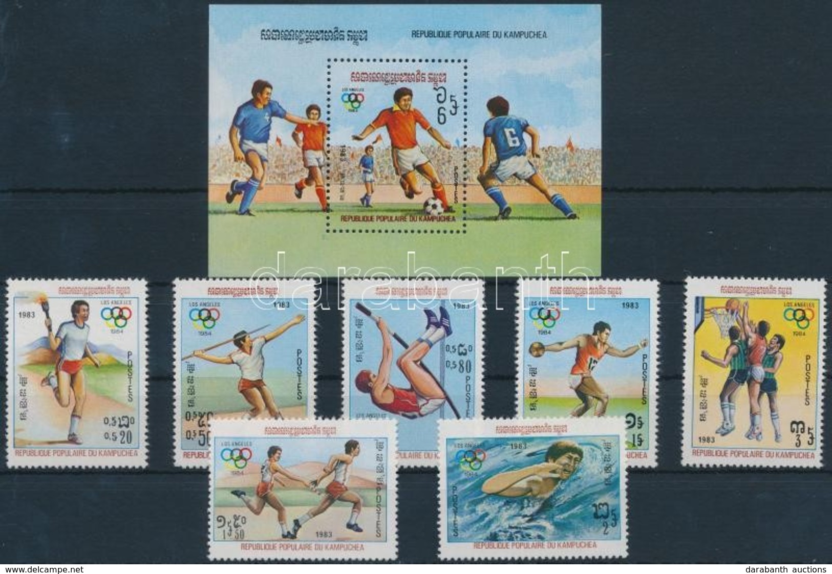 ** 1983 Nyári Olimpiai, Los Angeles (I.) Sor Mi 454-460 + Blokk 128 - Andere & Zonder Classificatie