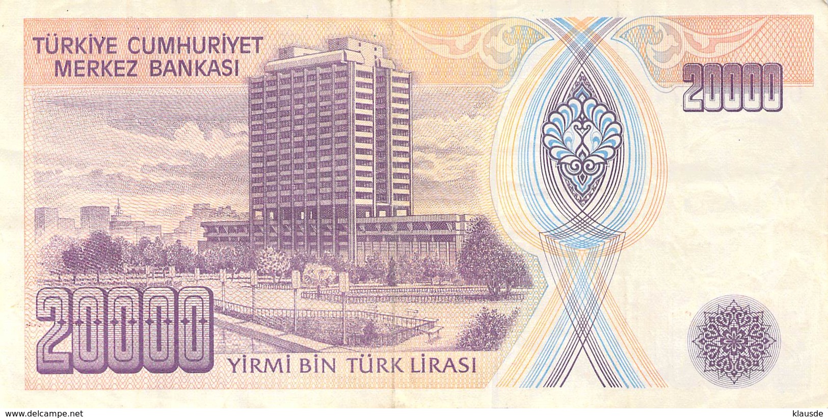 20000 Türk Lira Banknote Türkei VF/F (III) 1970 - Türkei