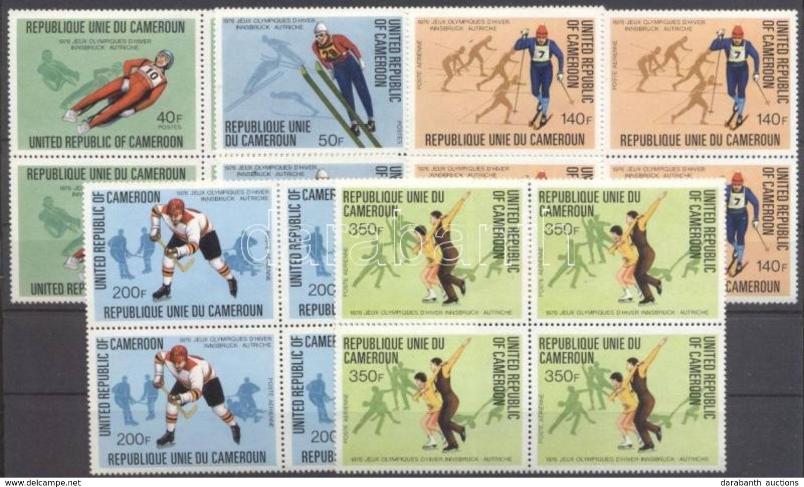 ** 1977 Téli Olimpia Sor Négyestömbökben Mi 853-857 - Andere & Zonder Classificatie