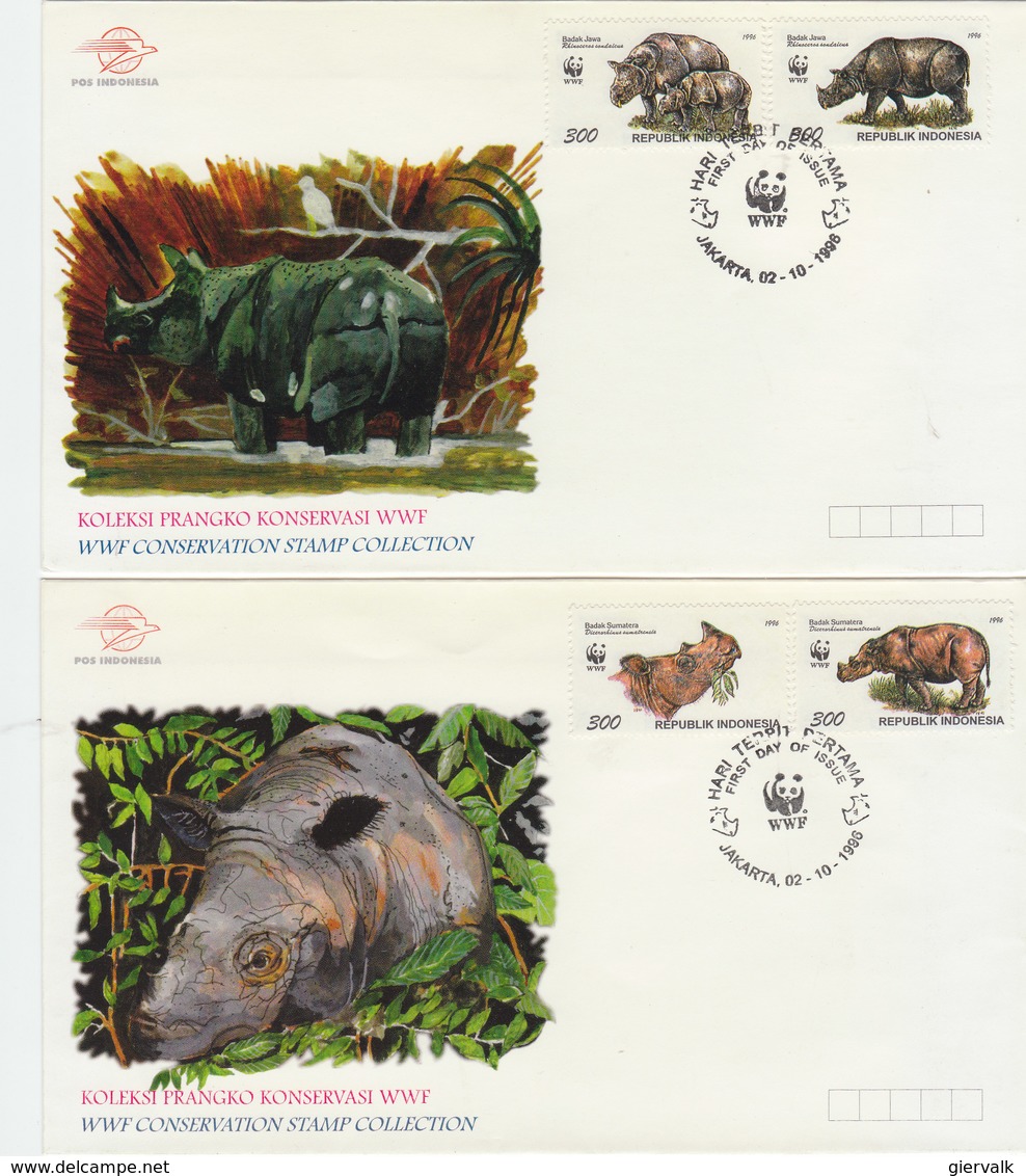 INDONESIA 1996 WWF FDC With RHINOCEROS.(2) Local Issue. - FDC