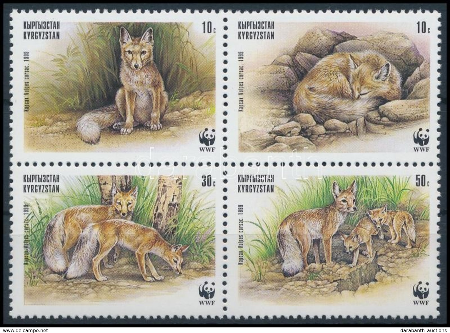 ** 1999 WWF Rókák Négyestömb,
WWF Foxes Block Of 4
Mi 168-171 - Andere & Zonder Classificatie