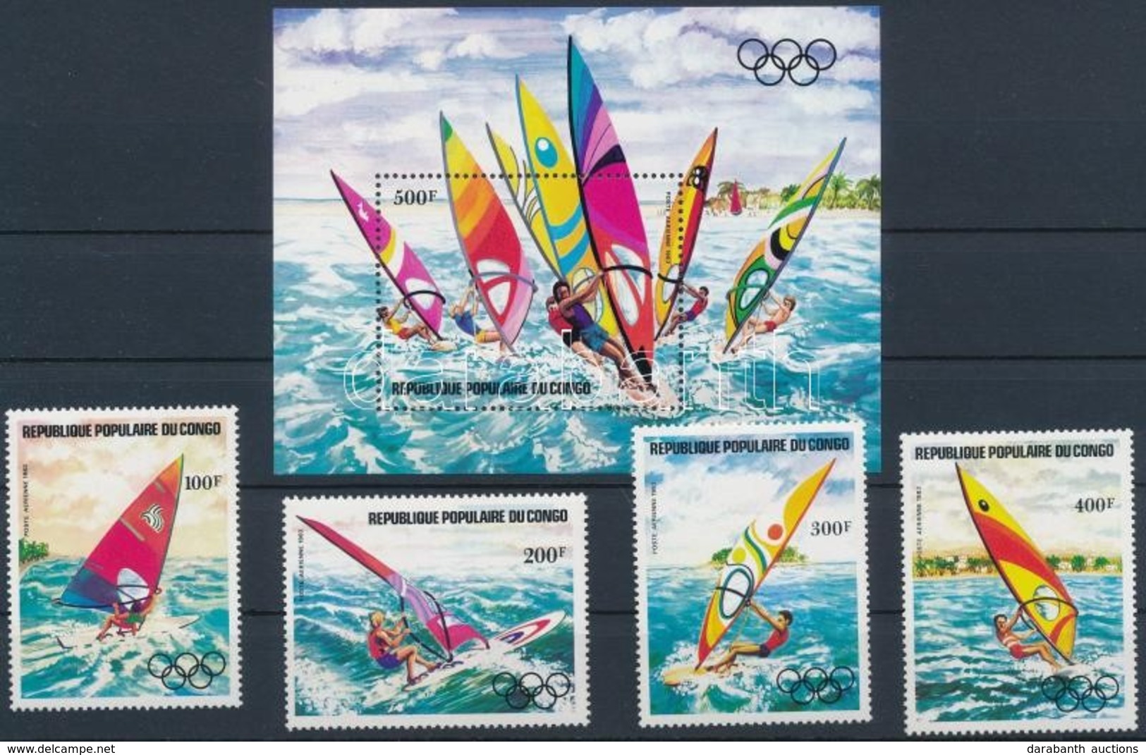 ** 1983 Olimpia, Szörfözők Sor Mi 917-920 + Blokk 33 - Andere & Zonder Classificatie