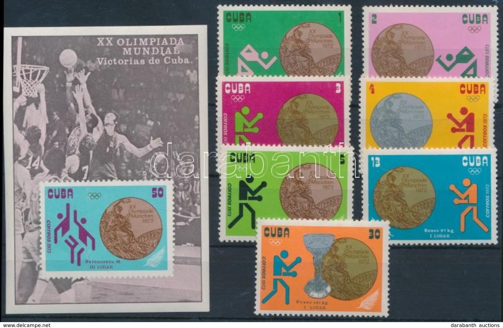 ** 1973 Nyári Olimpia Sor Mi 1839-1845 + Blokk 40 - Andere & Zonder Classificatie