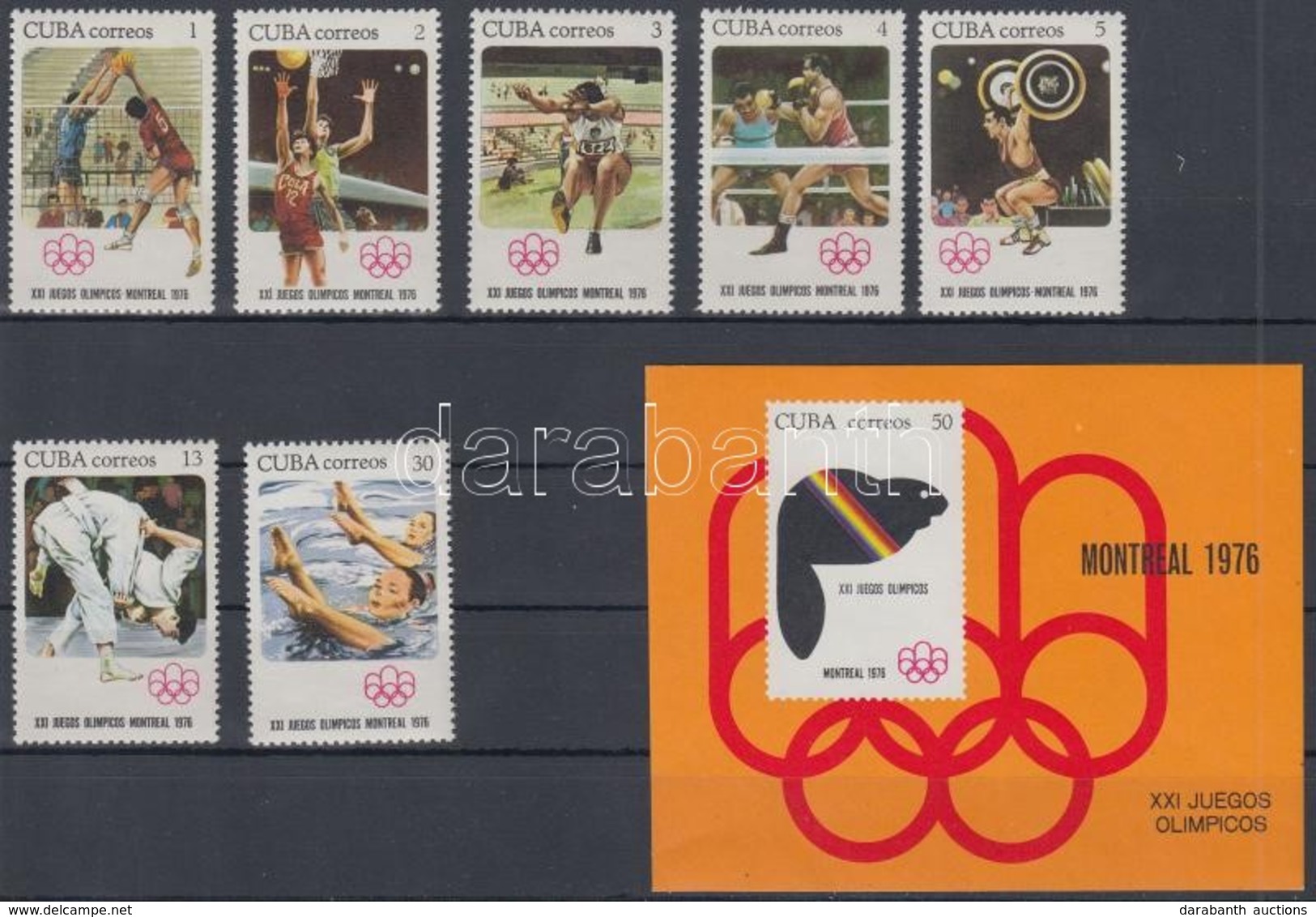 ** 1976 Montreali Nyári Olimpia Sor Mi 2135-2141 + Blokk Mi 47 - Andere & Zonder Classificatie