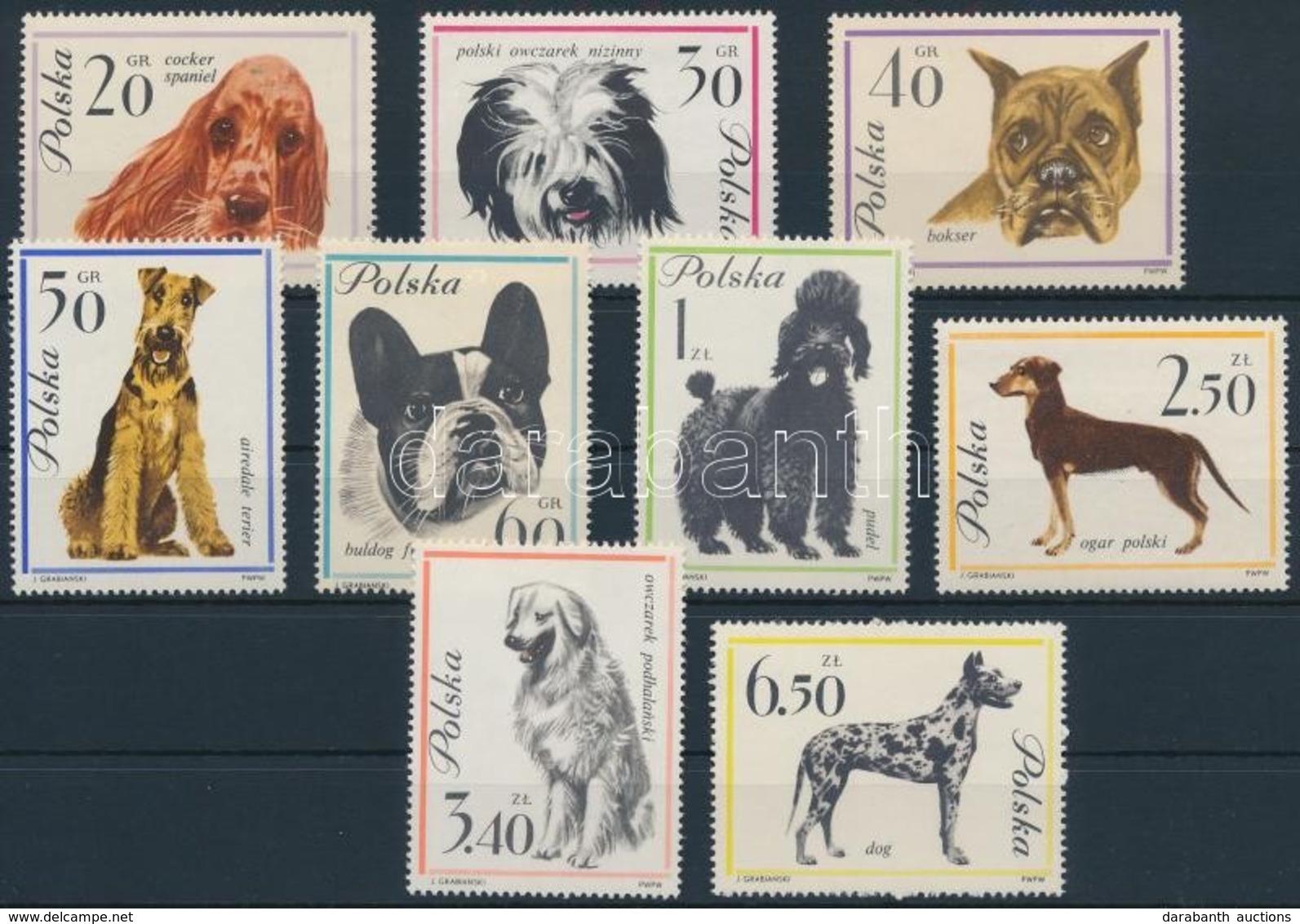 ** 1963 Kutyák Sor,
Dogs Set
Mi 1374-1382 - Andere & Zonder Classificatie
