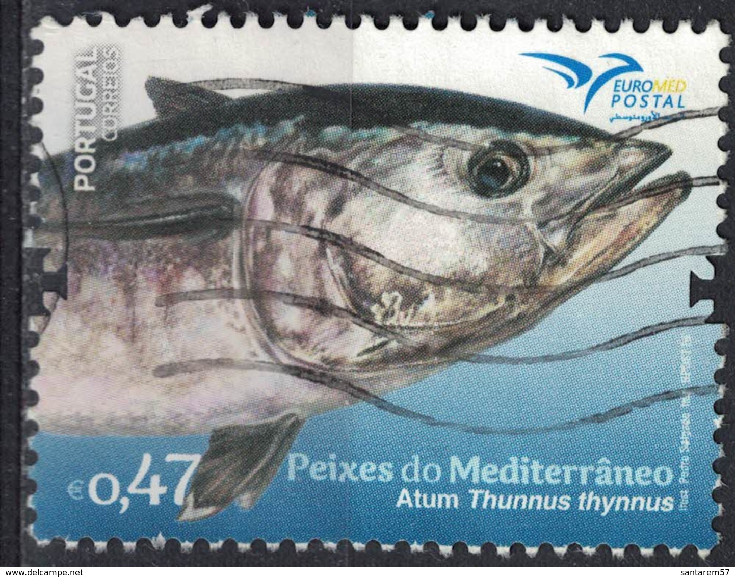 Portugal 2016 Oblitéré Used Poissons De La Méditerranée Thunnus Thynnus Atum Thon SU - Oblitérés