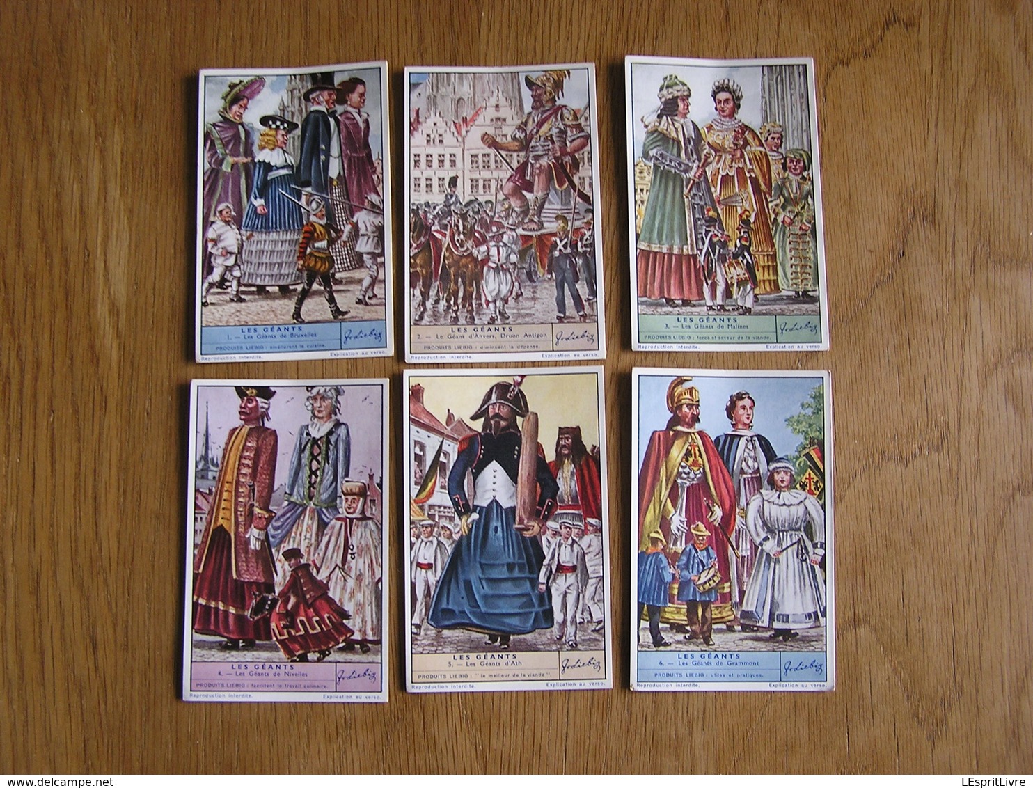 LIEBIG Les Géants Folklore Ath Nivelles Grammont Malines Anvers Bruxelles Série De 6 Chromos Trading Cards Chromo - Liebig