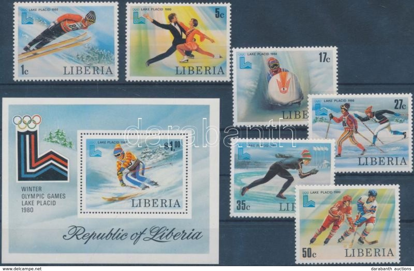 ** 1980 Téli Olimpia Sor Mi 1168-1173 A + Blokk Mi 95 A - Andere & Zonder Classificatie