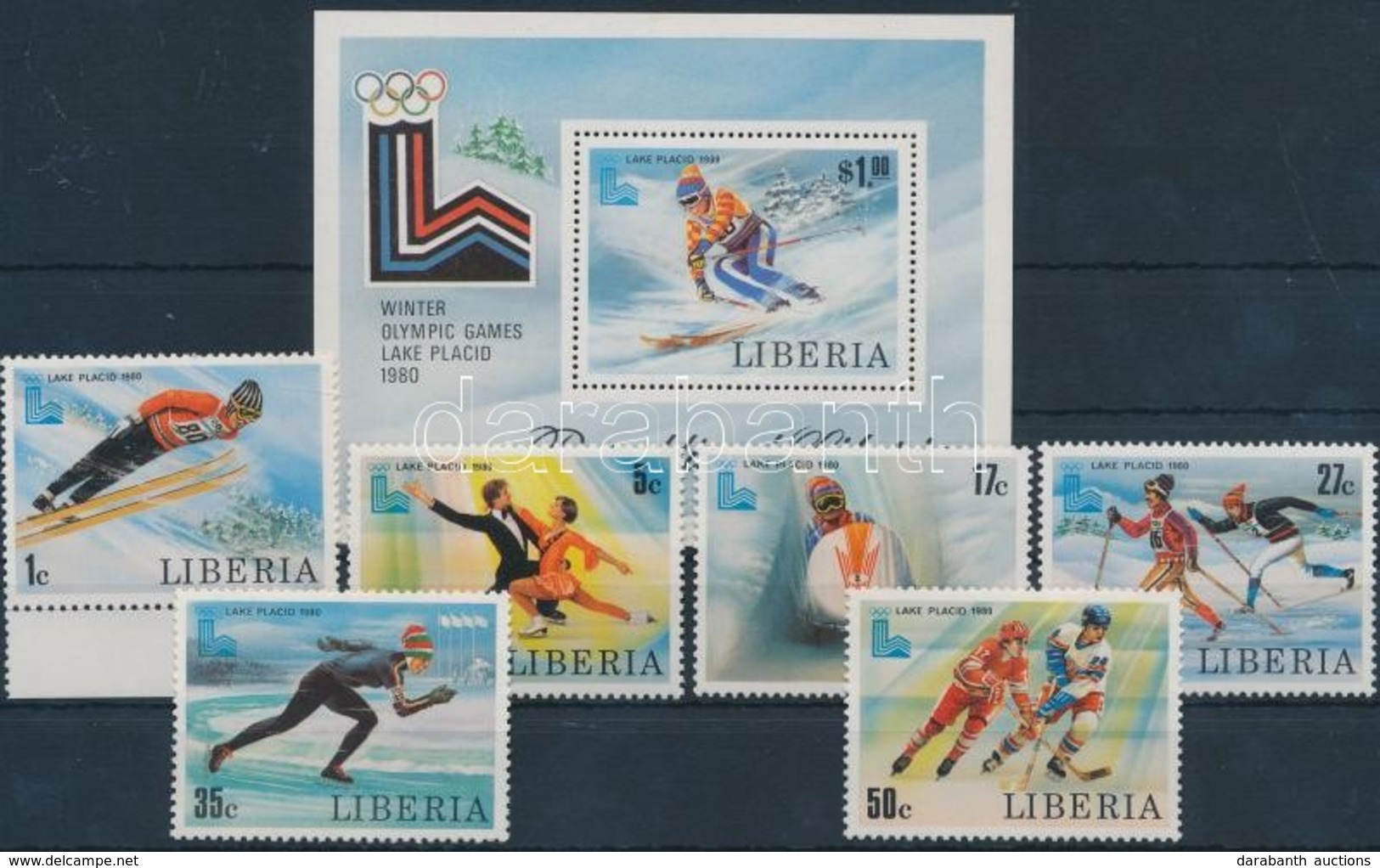 ** 1980 Téli Olimpia, Lake Placid Sor Mi 1168-1174 + Blokk 95 - Andere & Zonder Classificatie