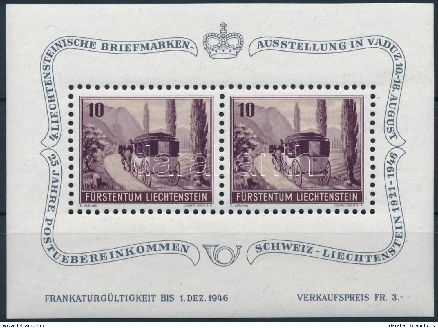 ** 1946 4. Liechtensteini Bélyegkiállítás Blokk Mi 4 - Other & Unclassified