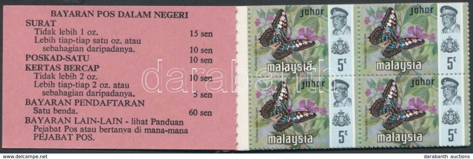 ** Johor 1971 Lepkék Bélyegfüzet Mi 163, 165, 166 - Andere & Zonder Classificatie
