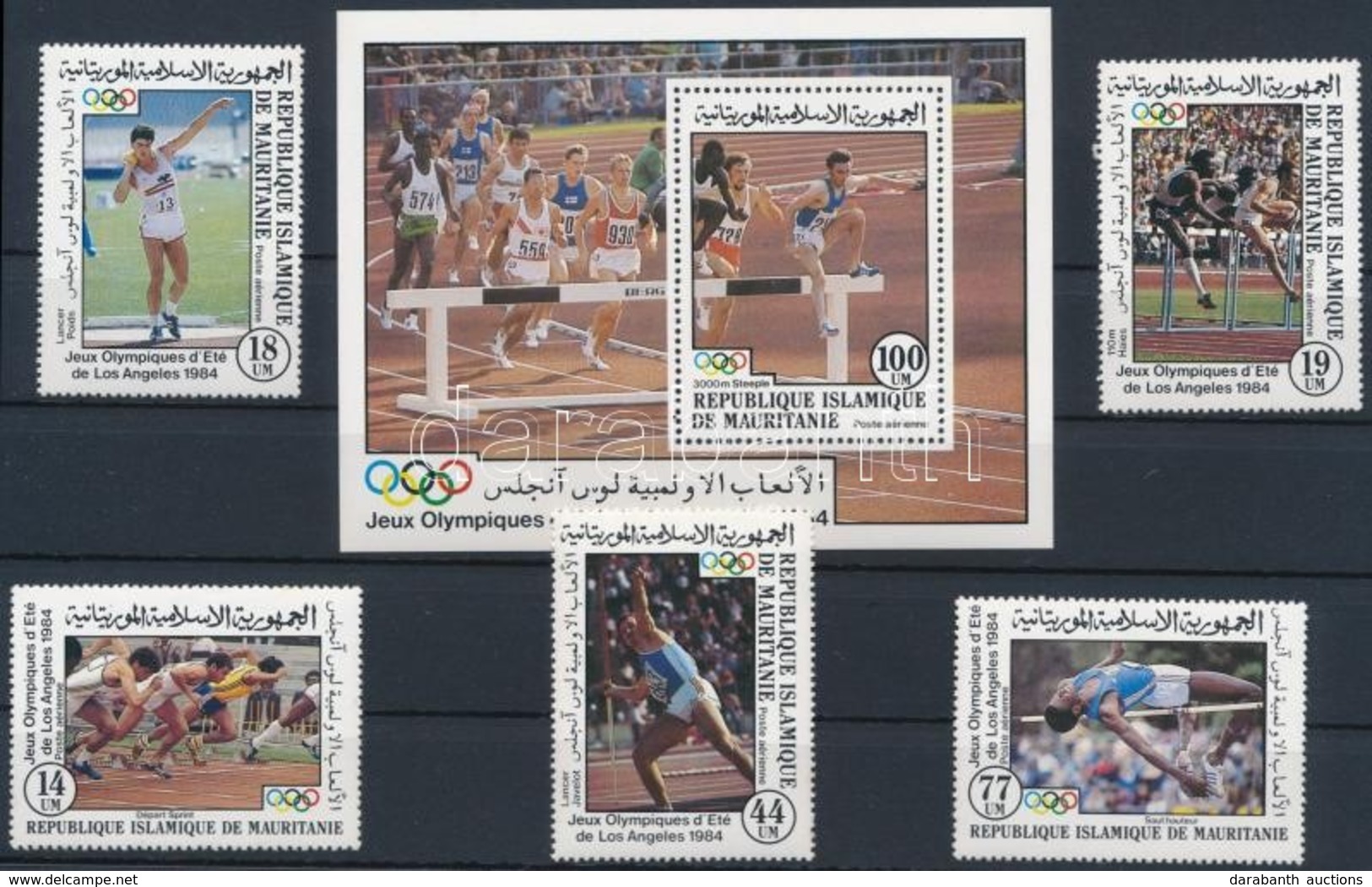 ** 1984 Nyári Olimpia, Los Angeles (II.) Sor Mi 821-825 + Blokk 58 - Altri & Non Classificati