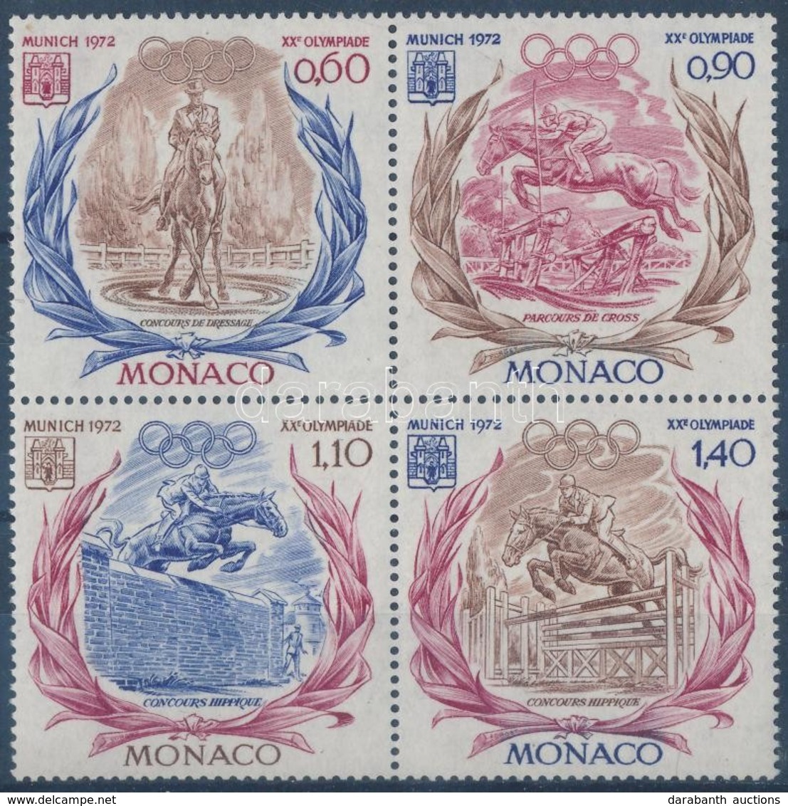 ** 1972 Müncheni Nyári Olimpia Sor Négyestömbben Mi 1045-1048 - Andere & Zonder Classificatie