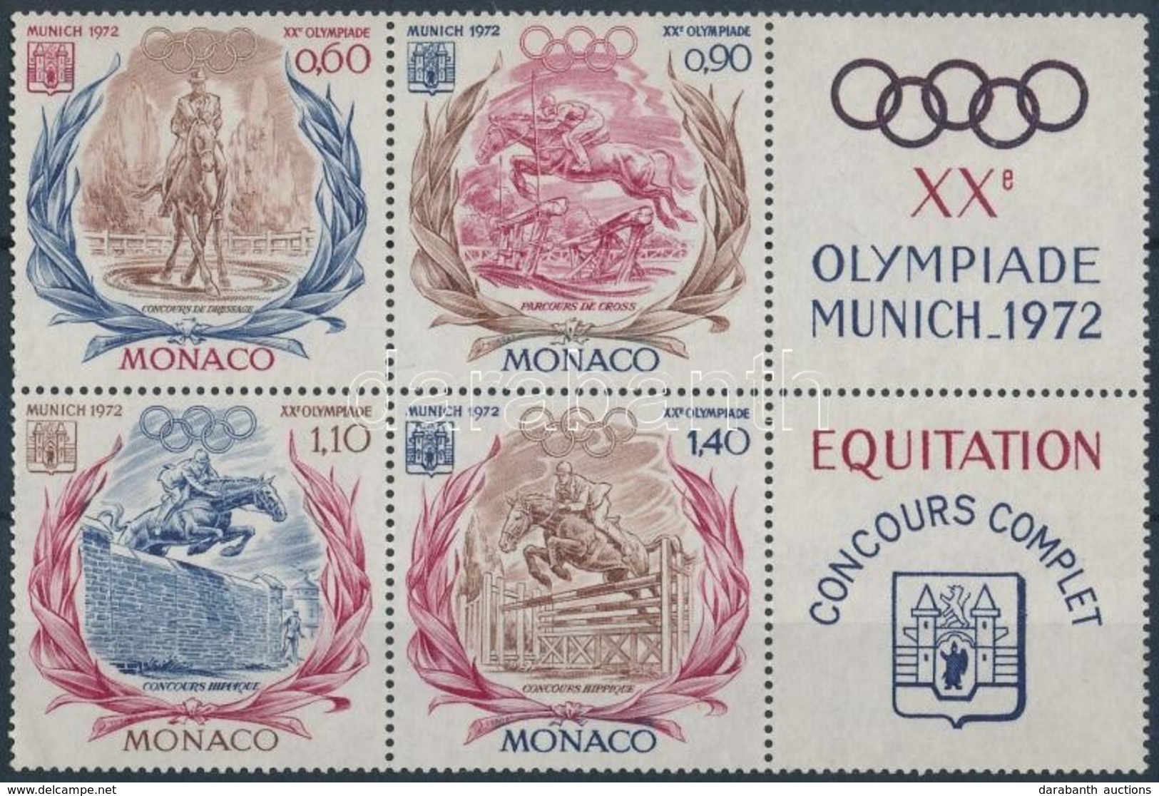 ** 1972 Nyári Olimpia Sor Szelvényes Hatostömbben Mi 1045-1048 - Andere & Zonder Classificatie